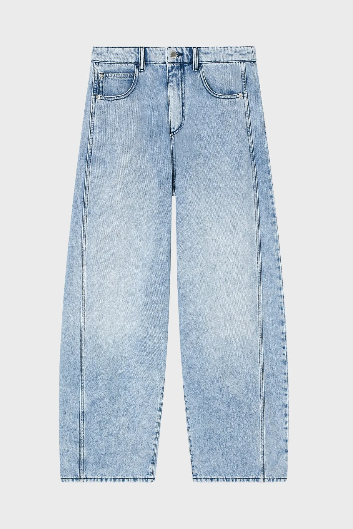 Emporio Armani Relaxed Fit Yüksek Bel Geniş Paça Jeans Kadın Kot Pantolon EW004409 AF21085 MB003 AÇIK MAVİ - 5