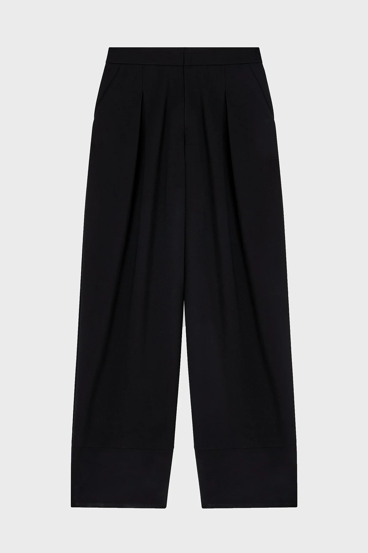 Emporio Armani Relaxed Fit Yüksek Bel Geniş Paça Pileli Kadın Pantolon EW003968 AF12911 UC001 SİYAH - 2