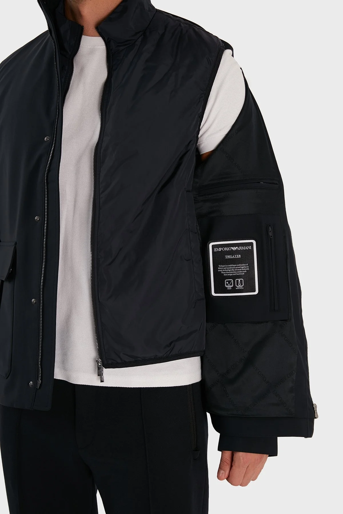 Emporio Armani Rüzgar Geçirmez Isı Yalıtımlı Yelekli Dik Yaka Erkek Mont 8N1BE8 1NZAZ 0920 LACİVERT - 5