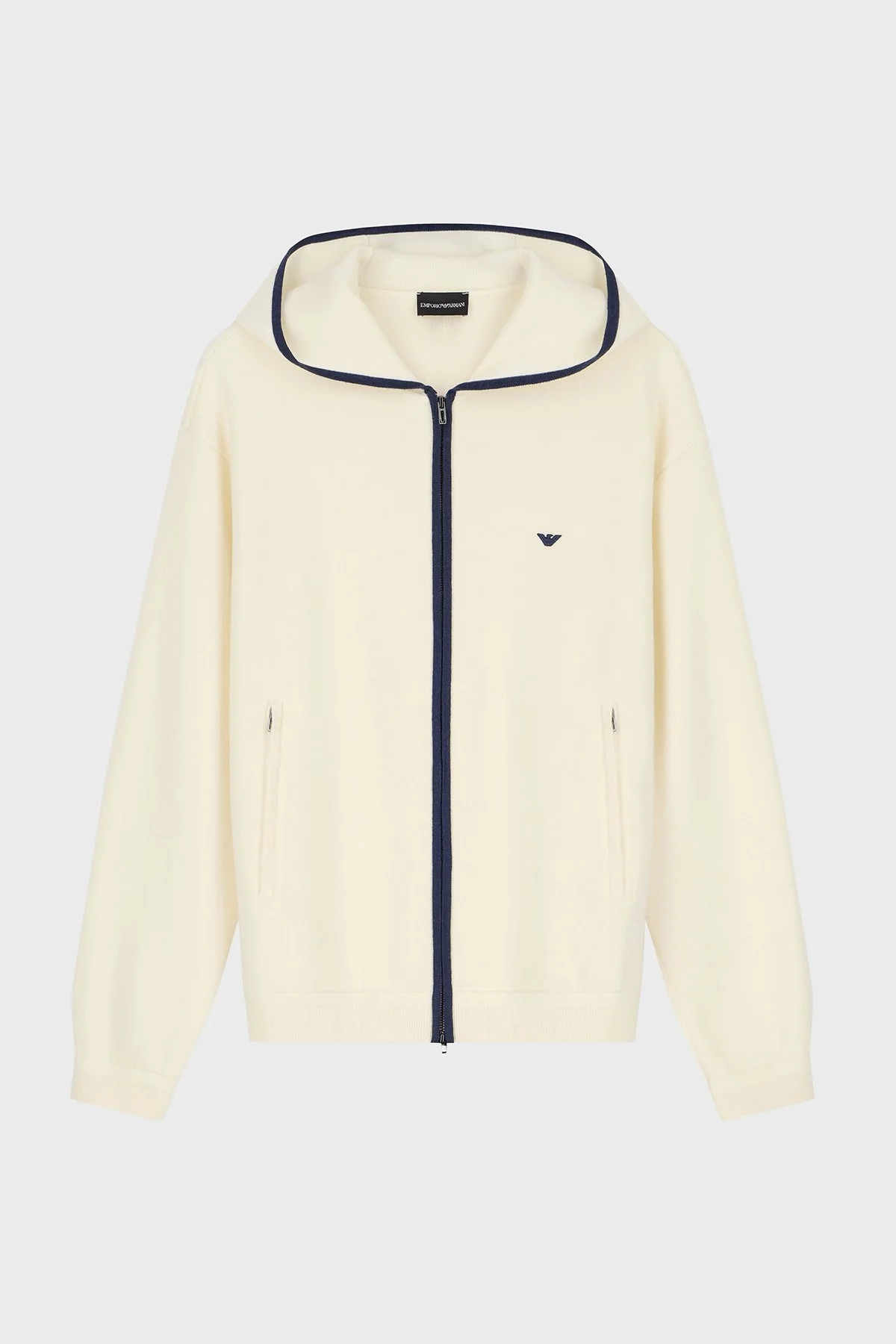 Emporio Armani Saf Yün Ve Fermuarlı Kapüşonlu Erkek Hırka EM006223 AF27807 U0003 Beyaz - 7