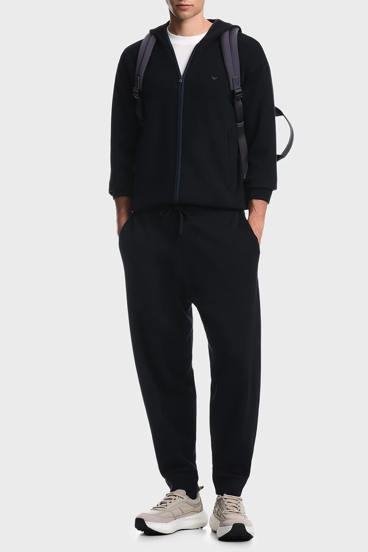 Emporio Armani Saf Yün Ve Fermuarlı Kapüşonlu Erkek Hırka EM006223 AF27807 UB118 Lacivert - 2