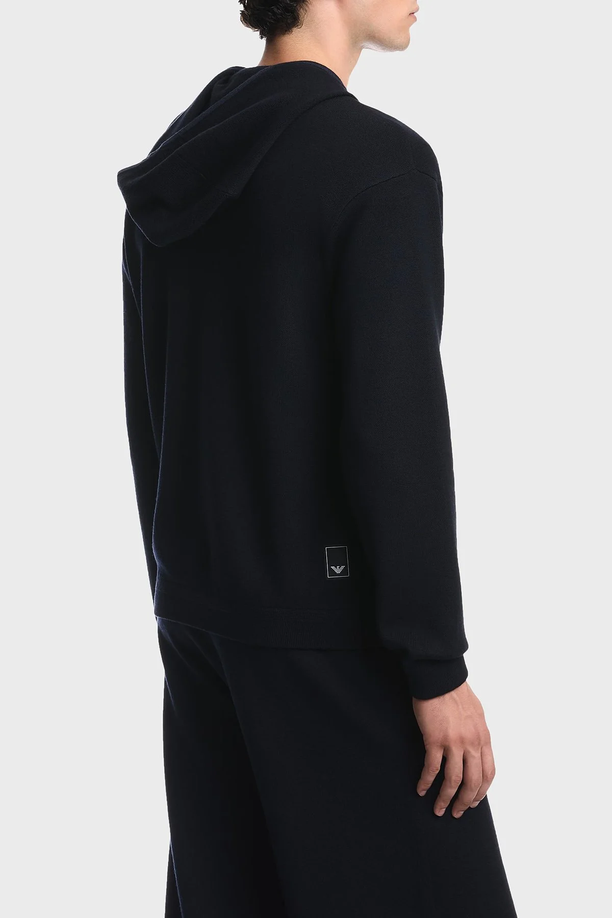Emporio Armani Saf Yün Ve Fermuarlı Kapüşonlu Erkek Hırka EM006223 AF27807 UB118 Lacivert - 3