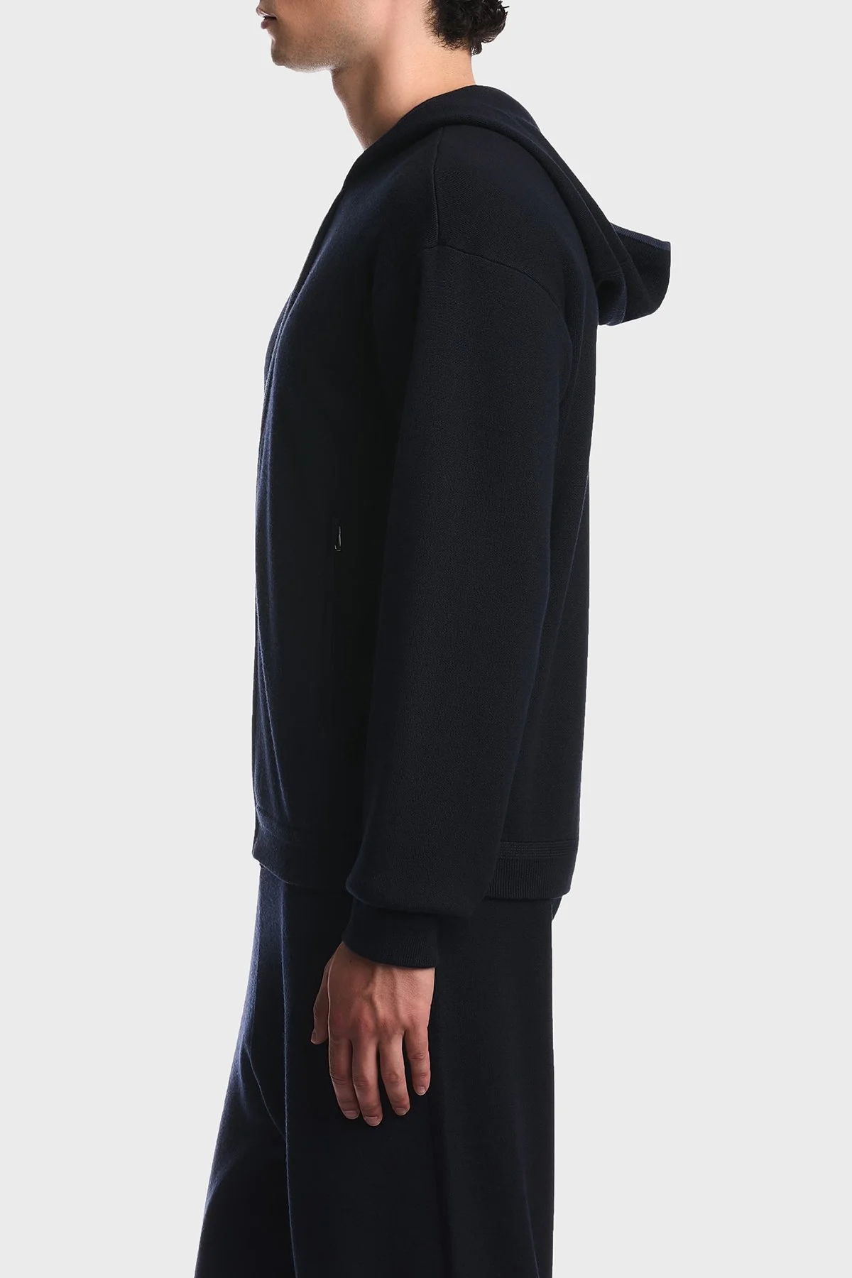 Emporio Armani Saf Yün Ve Fermuarlı Kapüşonlu Erkek Hırka EM006223 AF27807 UB118 Lacivert - 4