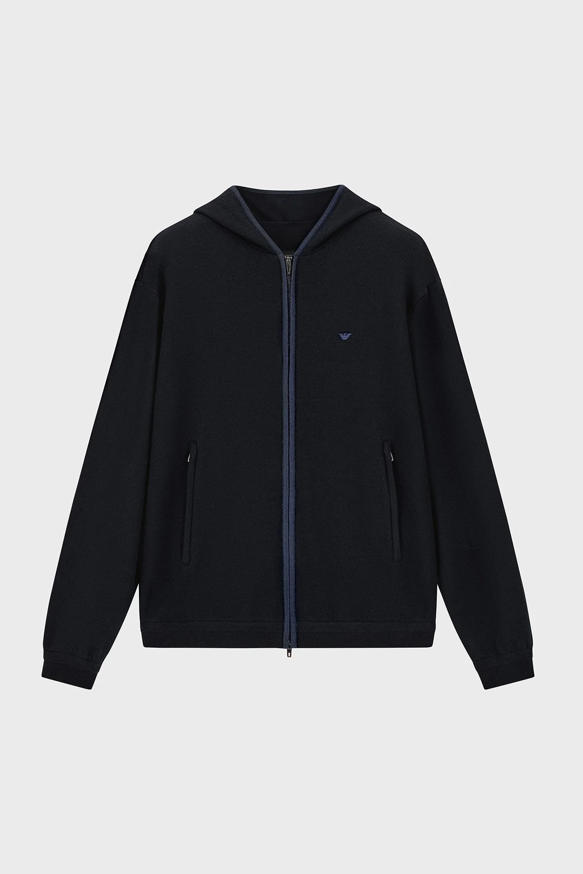 Emporio Armani Saf Yün Ve Fermuarlı Kapüşonlu Erkek Hırka EM006223 AF27807 UB118 Lacivert - 6