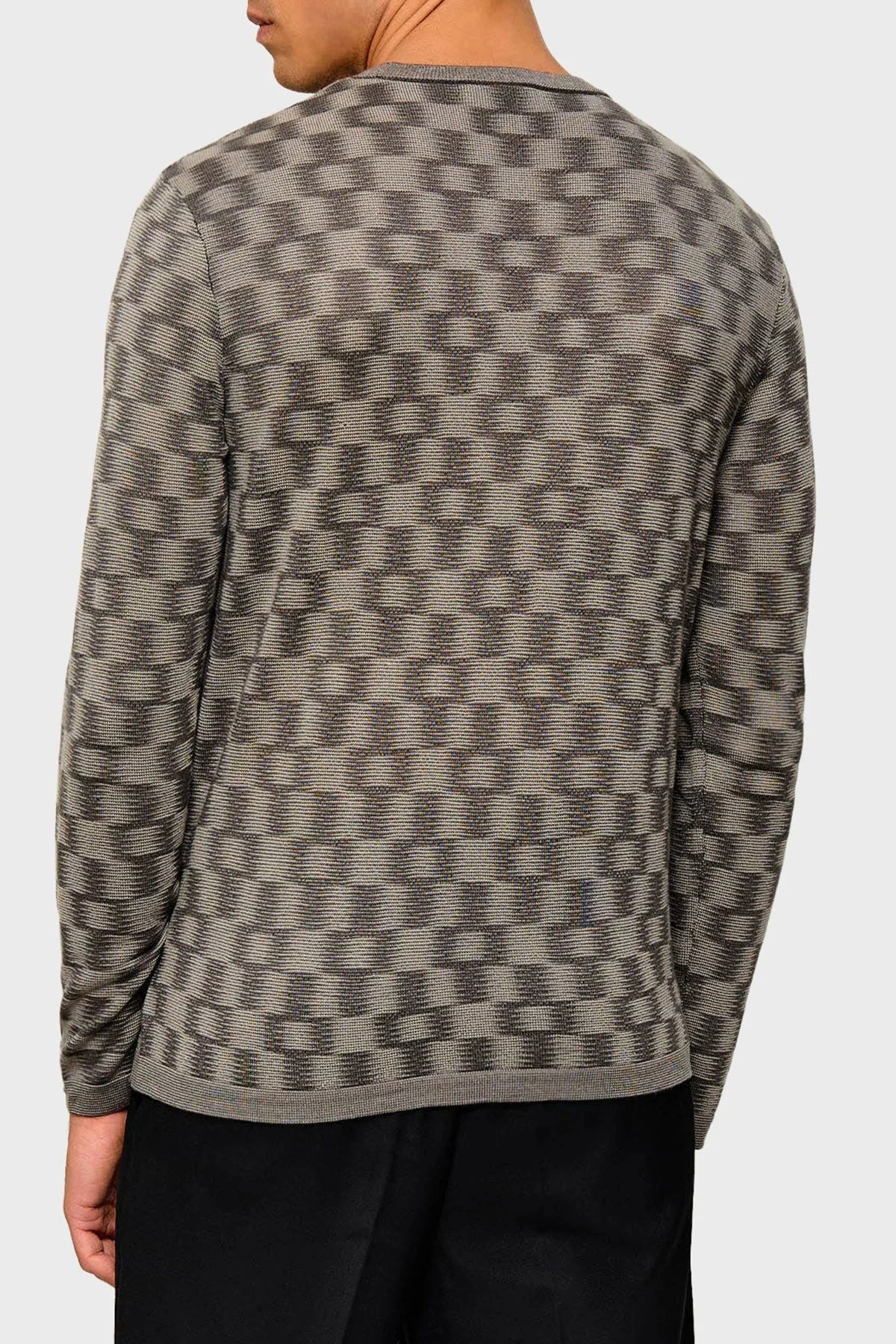 Emporio Armani Saf Yün Yuvarlak Yaka Erkek Kazak EM006276 AF29848 F8035 Koyu gri - 3