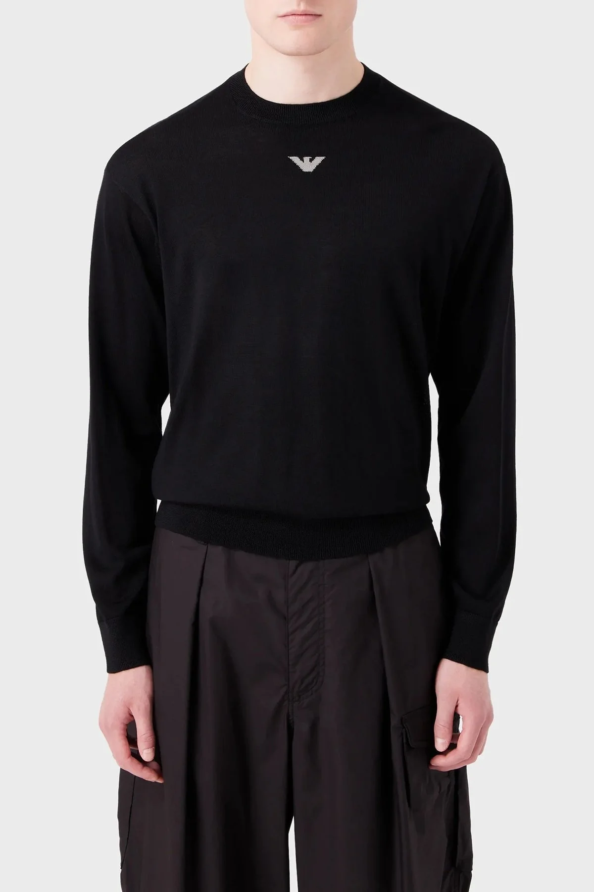 Emporio Armani Saf Yünlü Regular Fit Bisiklet Yaka Erkek Kazak 6R1MXG 1MNGZ F008 SİYAH - 1