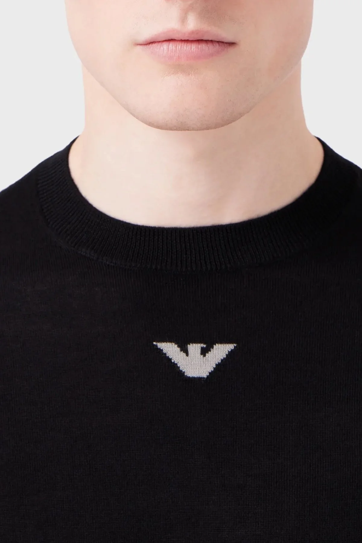 Emporio Armani Saf Yünlü Regular Fit Bisiklet Yaka Erkek Kazak 6R1MXG 1MNGZ F008 SİYAH - 3