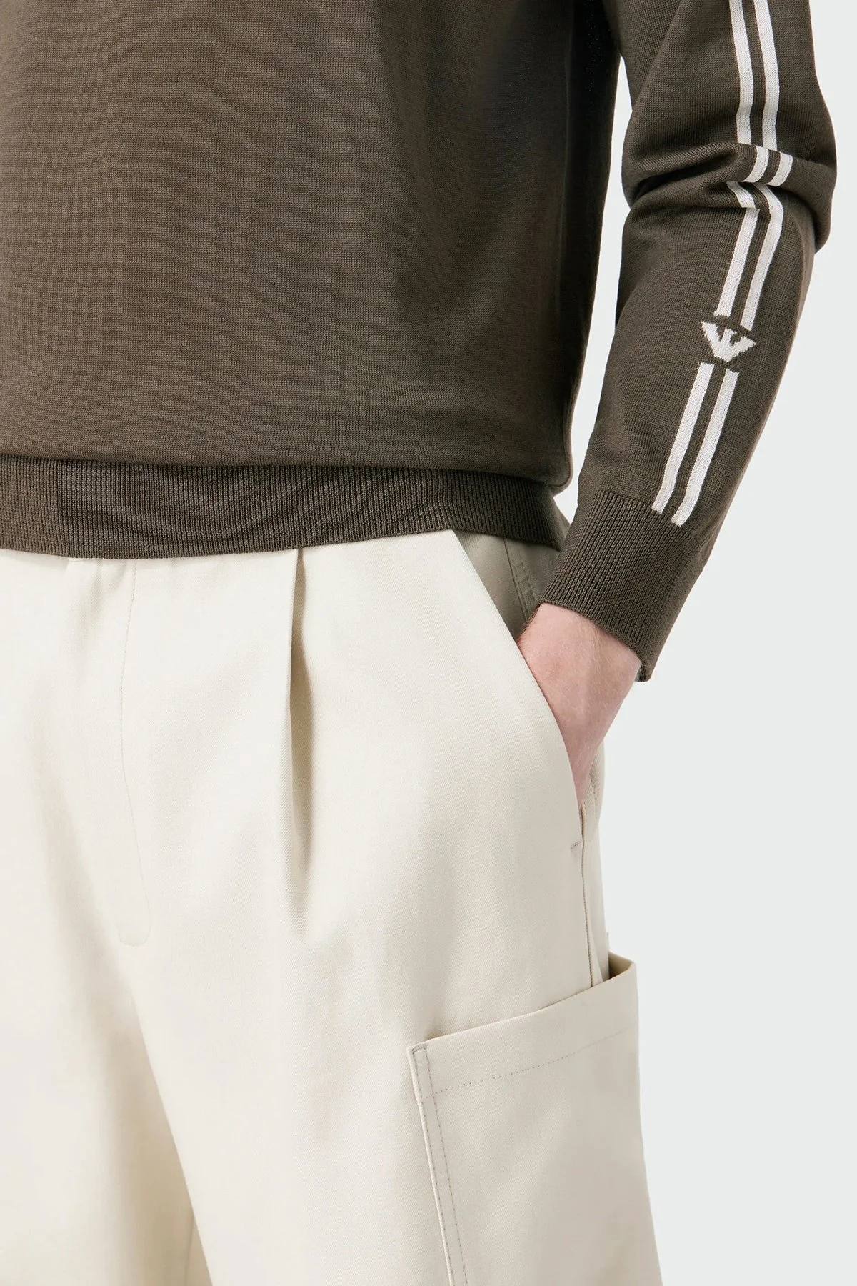 Emporio Armani Saf Yünlü Regular Fit Bisiklet Yaka Erkek Kazak 6R1MXG 1MNGZ F420 HAKİ - 2