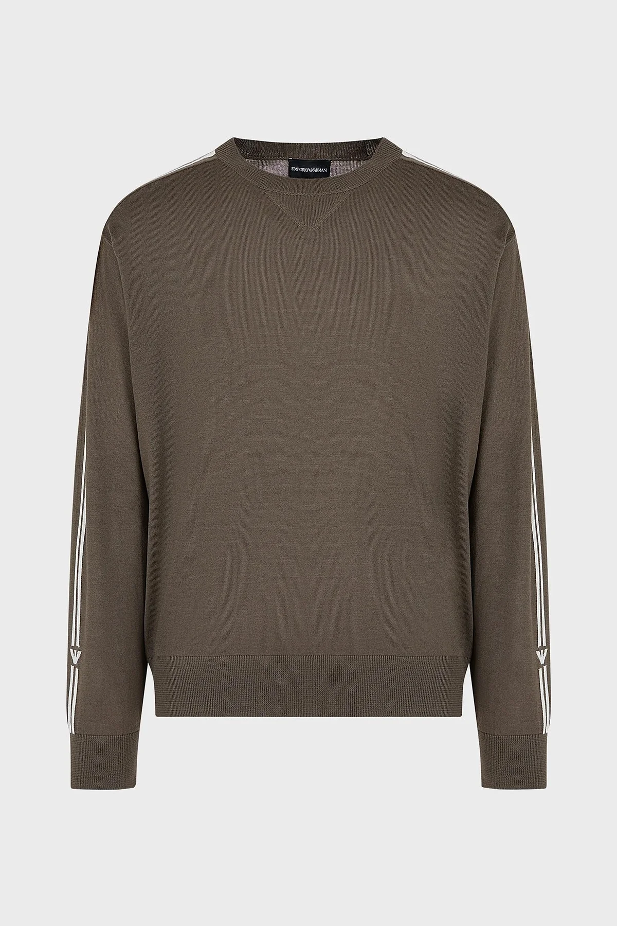 Emporio Armani Saf Yünlü Regular Fit Bisiklet Yaka Erkek Kazak 6R1MXG 1MNGZ F420 HAKİ - 4