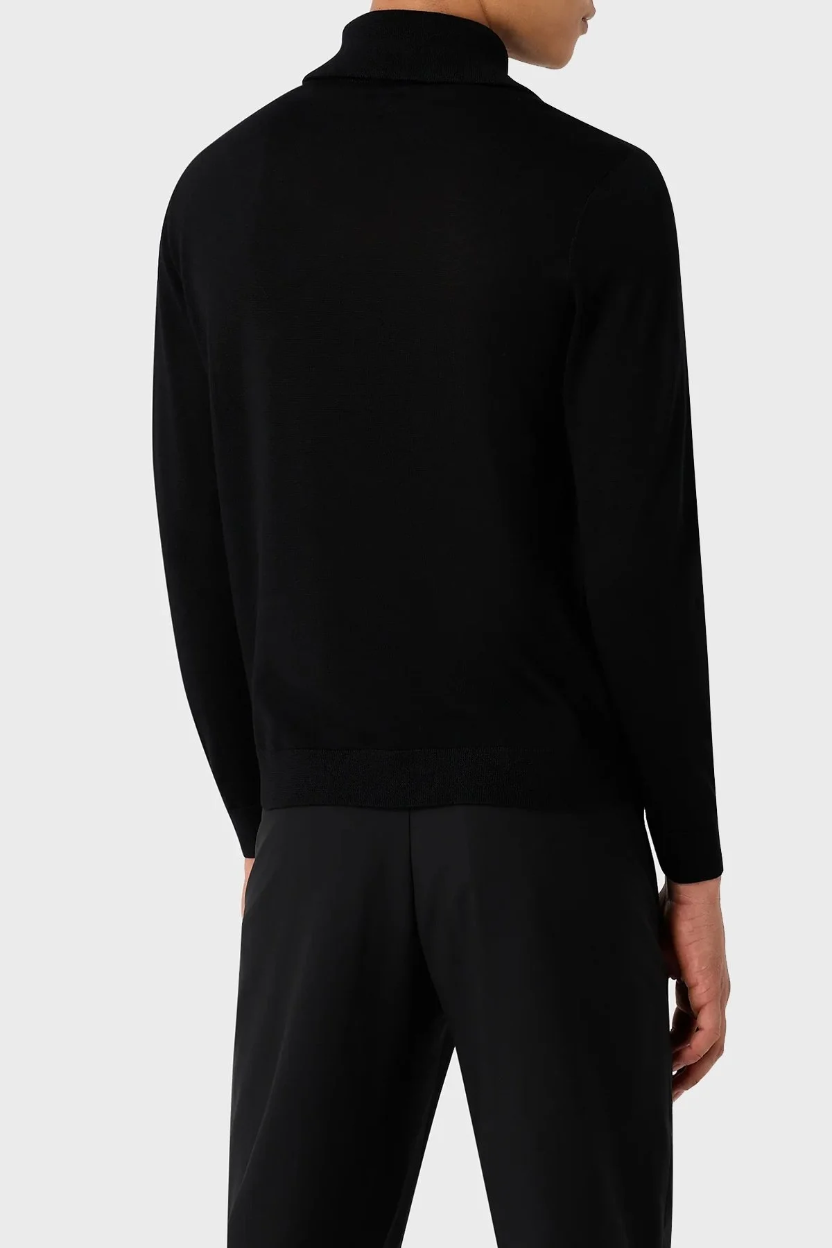 Emporio Armani Saf Yünlü Regular Fit Fermuarlı Dik Yaka Erkek Kazak 6R1MXF 1MNFZ F008 SİYAH - 2