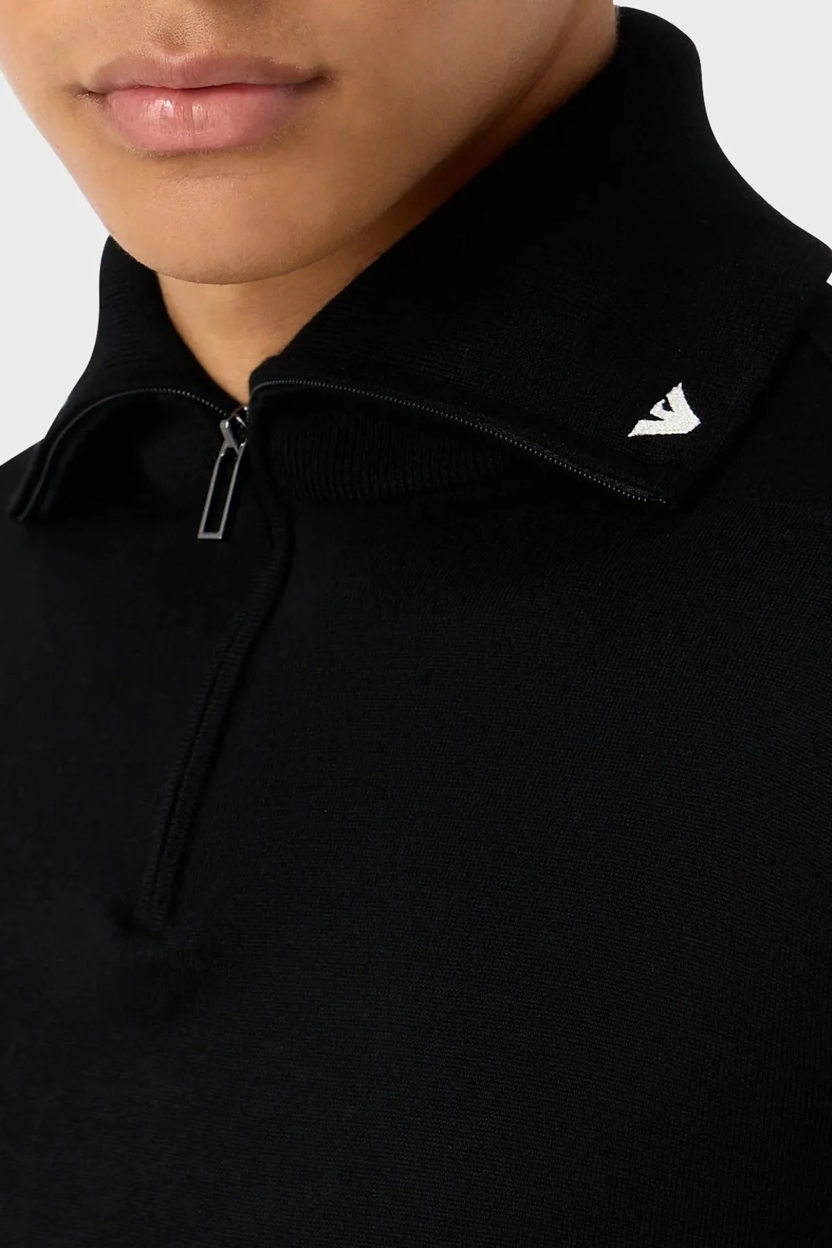 Emporio Armani Saf Yünlü Regular Fit Fermuarlı Dik Yaka Erkek Kazak 6R1MXF 1MNFZ F008 SİYAH - 3