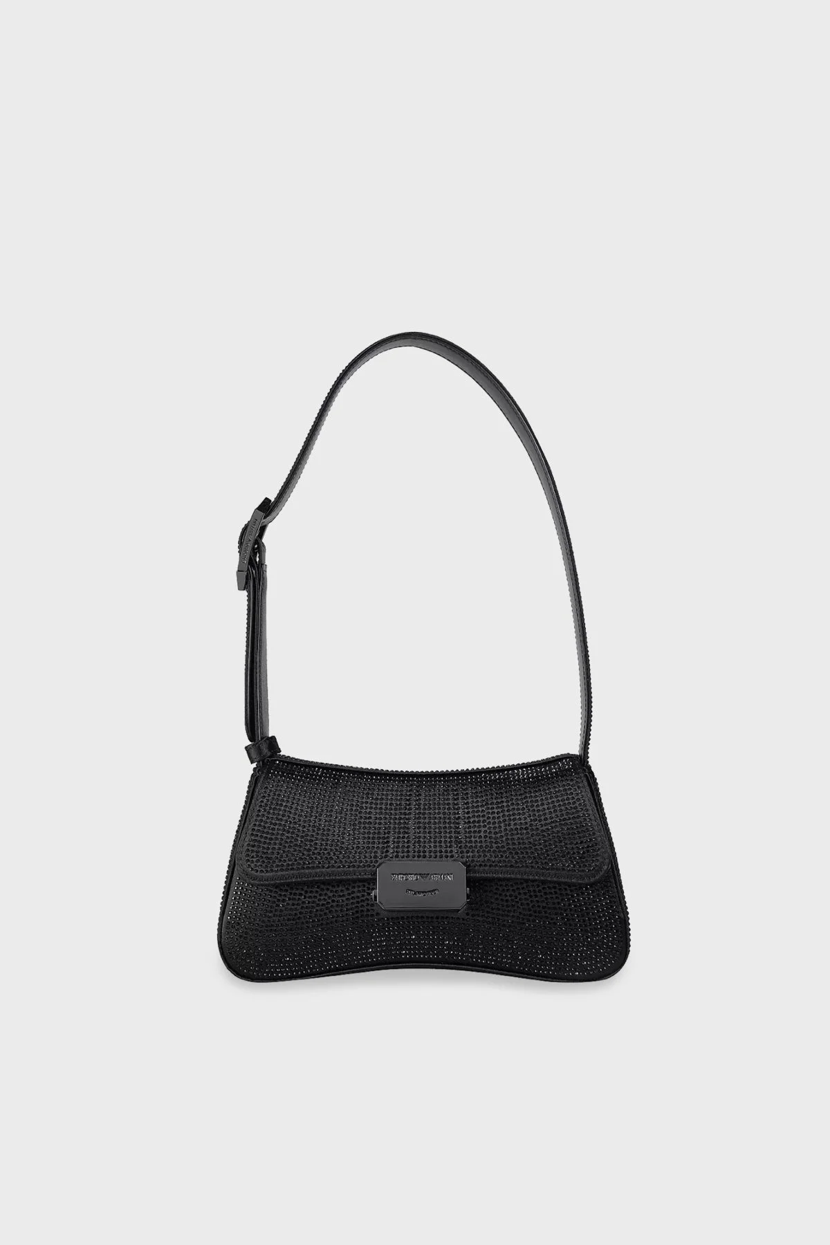 Emporio Armani Saten Logolu Elmas İşlemeli Ayarlanabilir Omuz Askılı Bayan Çanta Y3E244 YZZ9I8 1138 SİYAH - 5