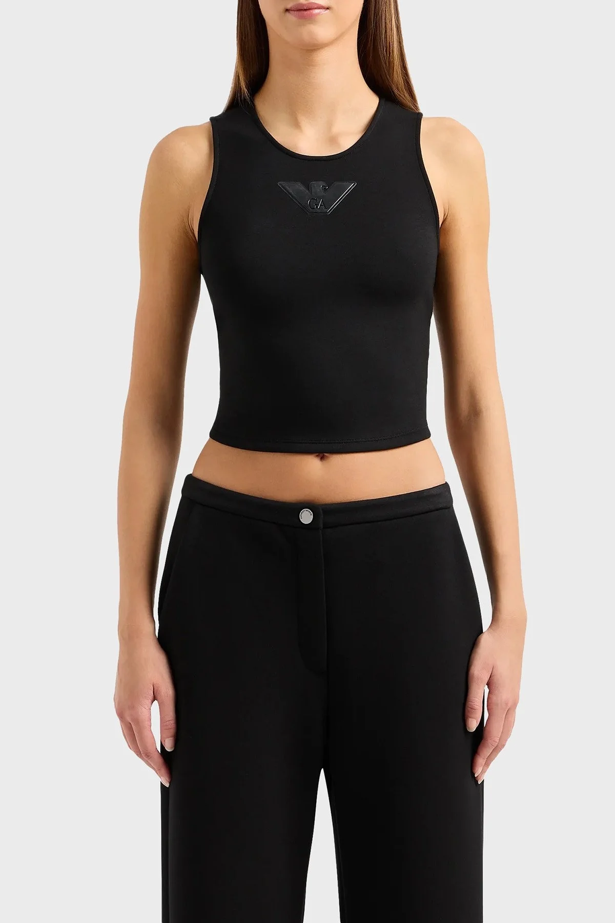 Emporio Armani Scuba Bisiklet Yaka Kolsuz Bayan Top 3D2K6A 2JZYZ 0999 SİYAH - 1