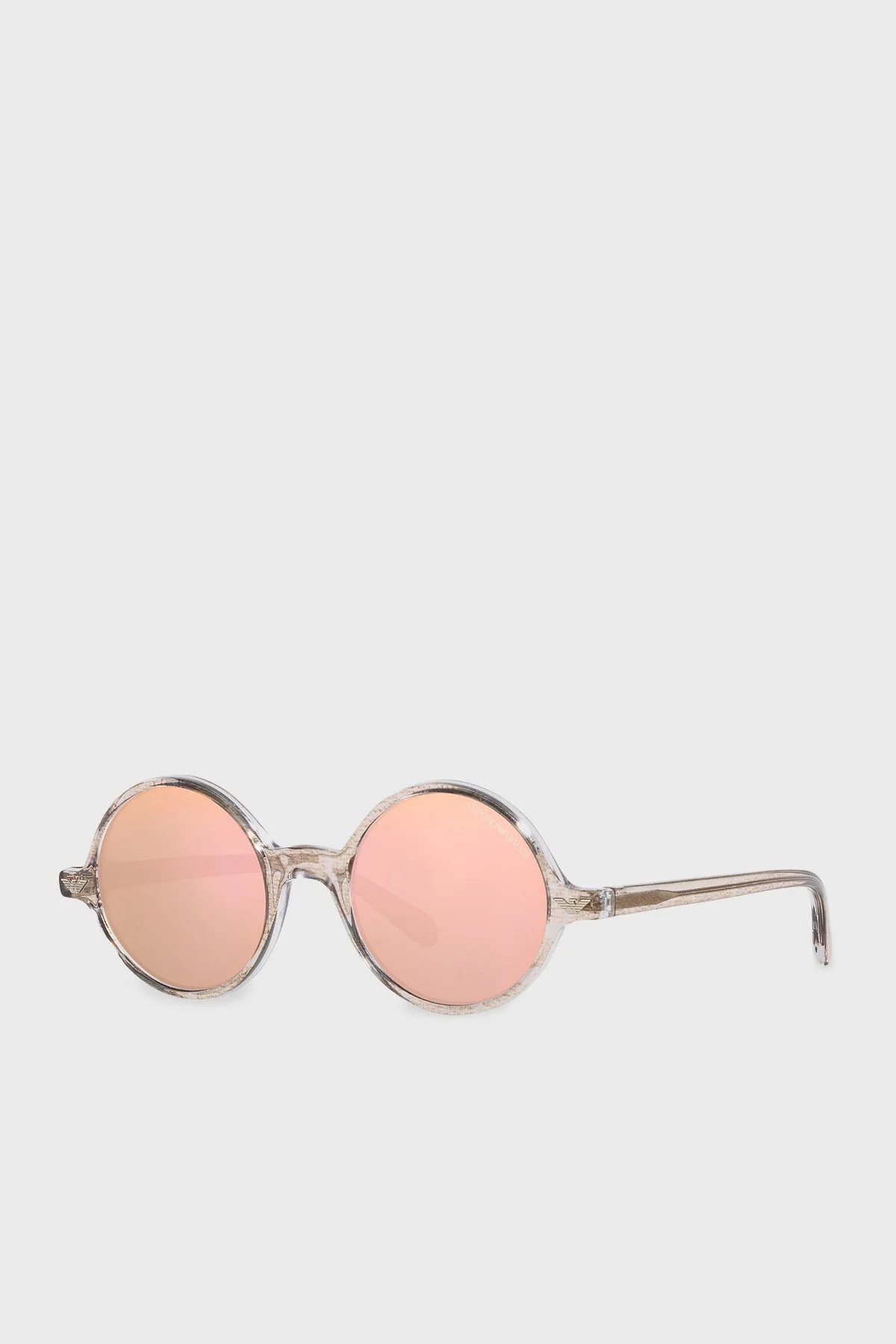 Emporio Armani Şeffaf Yuvarlak Güneş Erkek Gözlük 0EA501M 60204Z 47 Kristal Gri-Pembe - 1