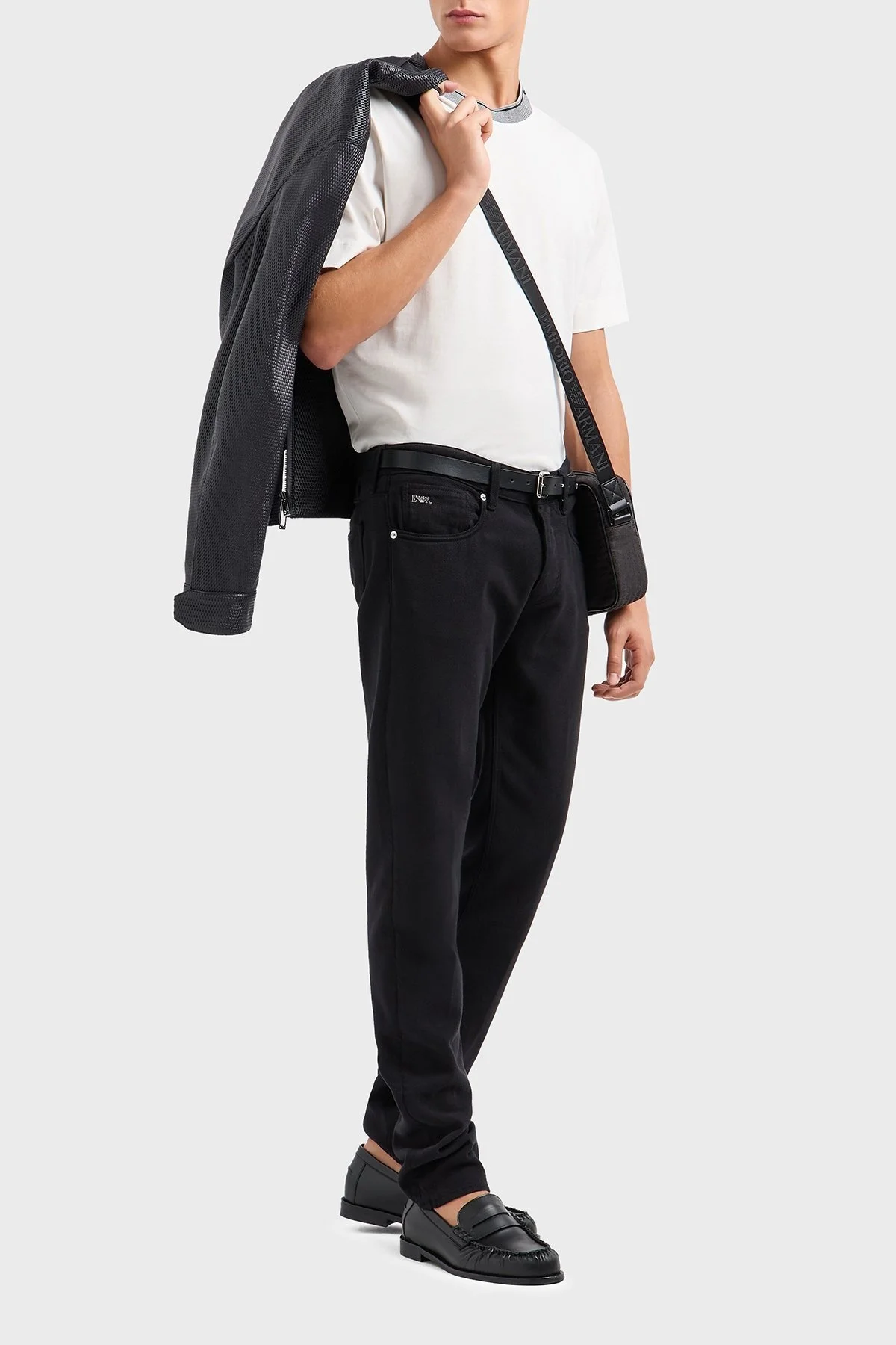 Emporio Armani Şerit Detaylı % 100 Pamuk Regular Fit Sıfıt Yaka Erkek T Shirt EM000853 AF12926 U0003 BEYAZ - 2