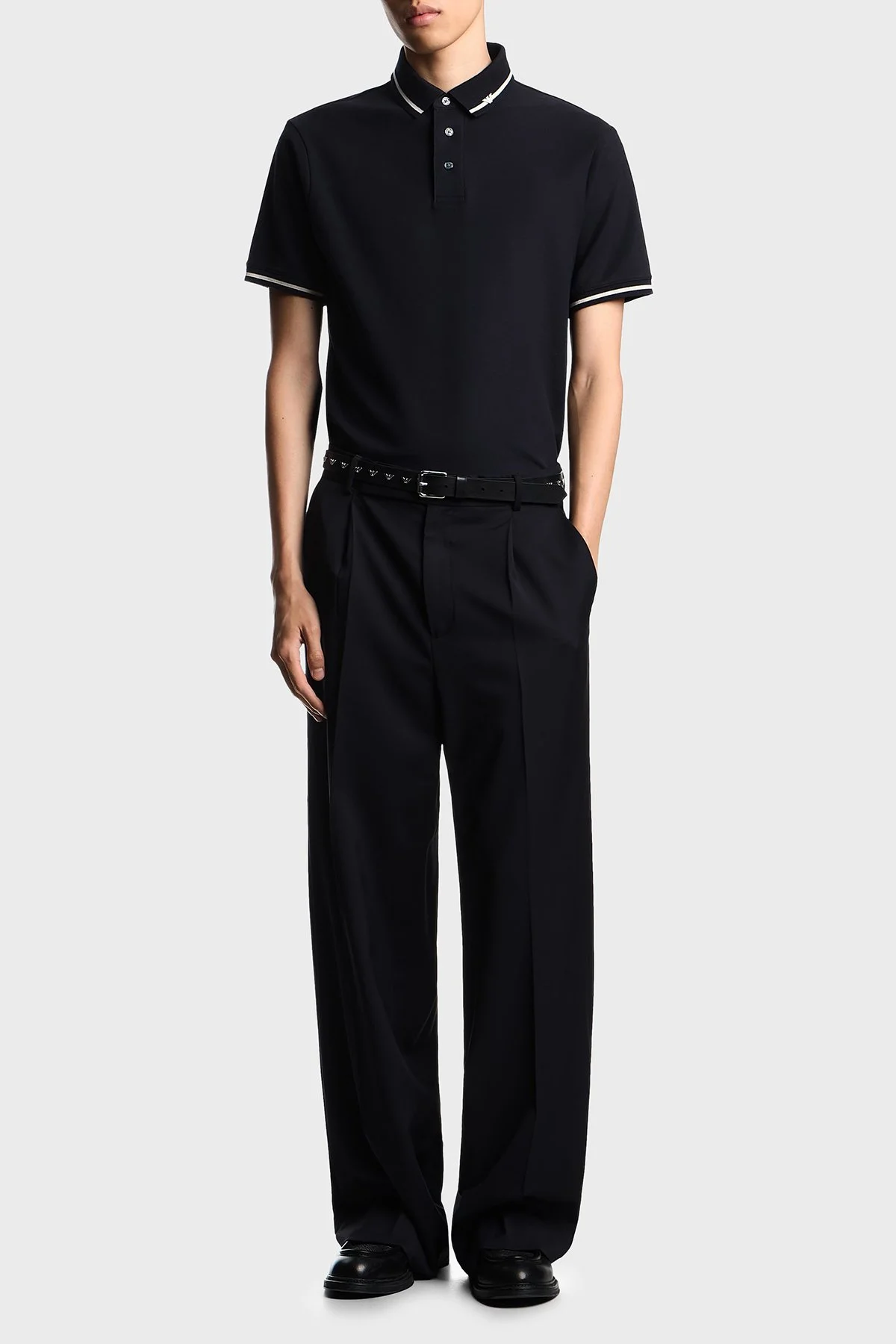 Emporio Armani Şerit Detaylı Pamuklu Regular Fit Düğmeli Erkek Polo Yaka T Shirt EM003003 AF10497 UB118 LACİVERT - 7