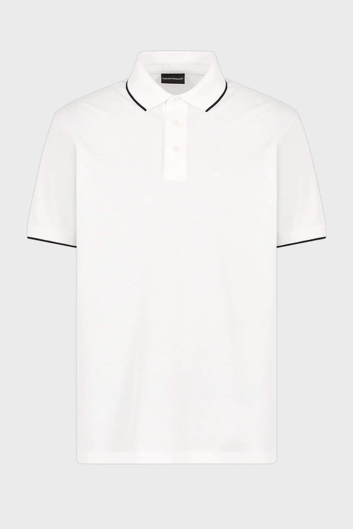 Emporio Armani Şeritli % 100 Pamuk Düğmeli Erkek Polo Yaka T Shirt EM000858 AF12955 U0003 BEYAZ - 5
