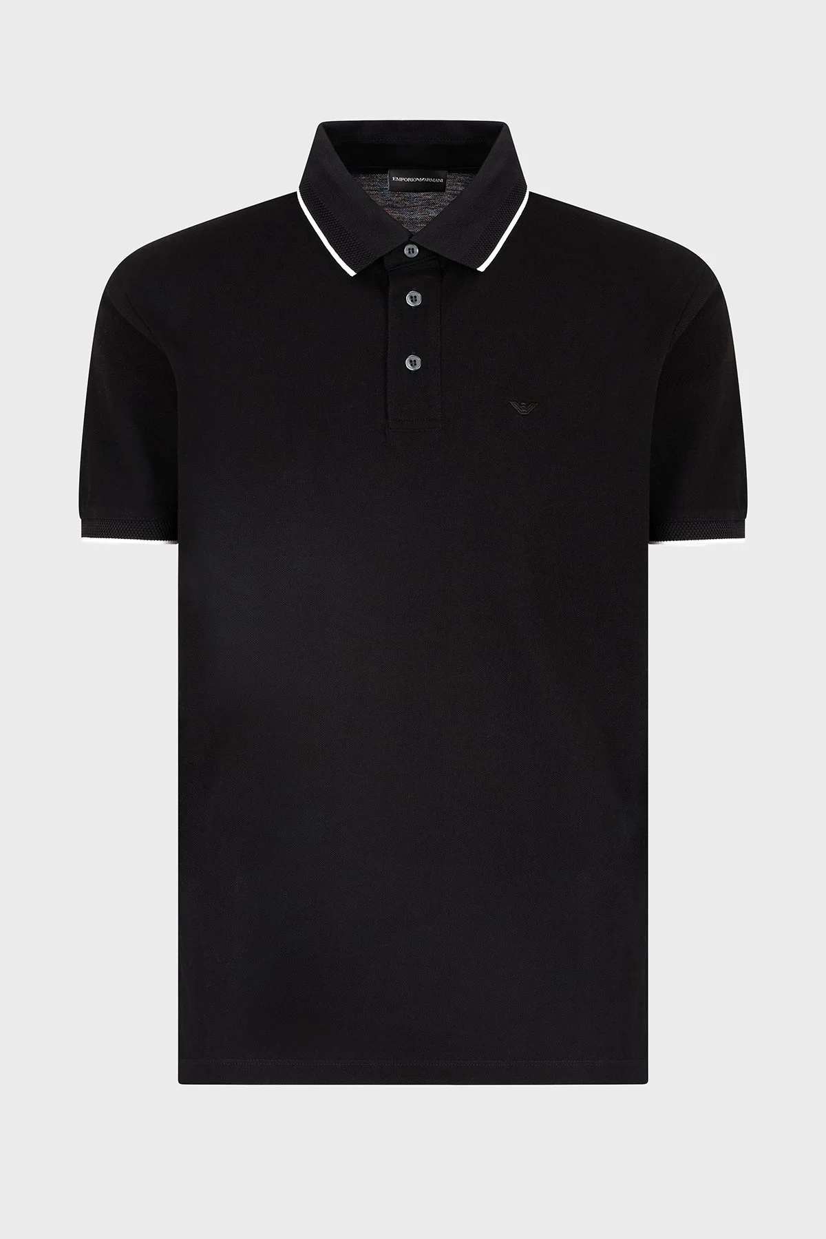 Emporio Armani Şeritli % 100 Pamuk Düğmeli Erkek Polo Yaka T Shirt EM000858 AF12955 UC001 SİYAH - 5
