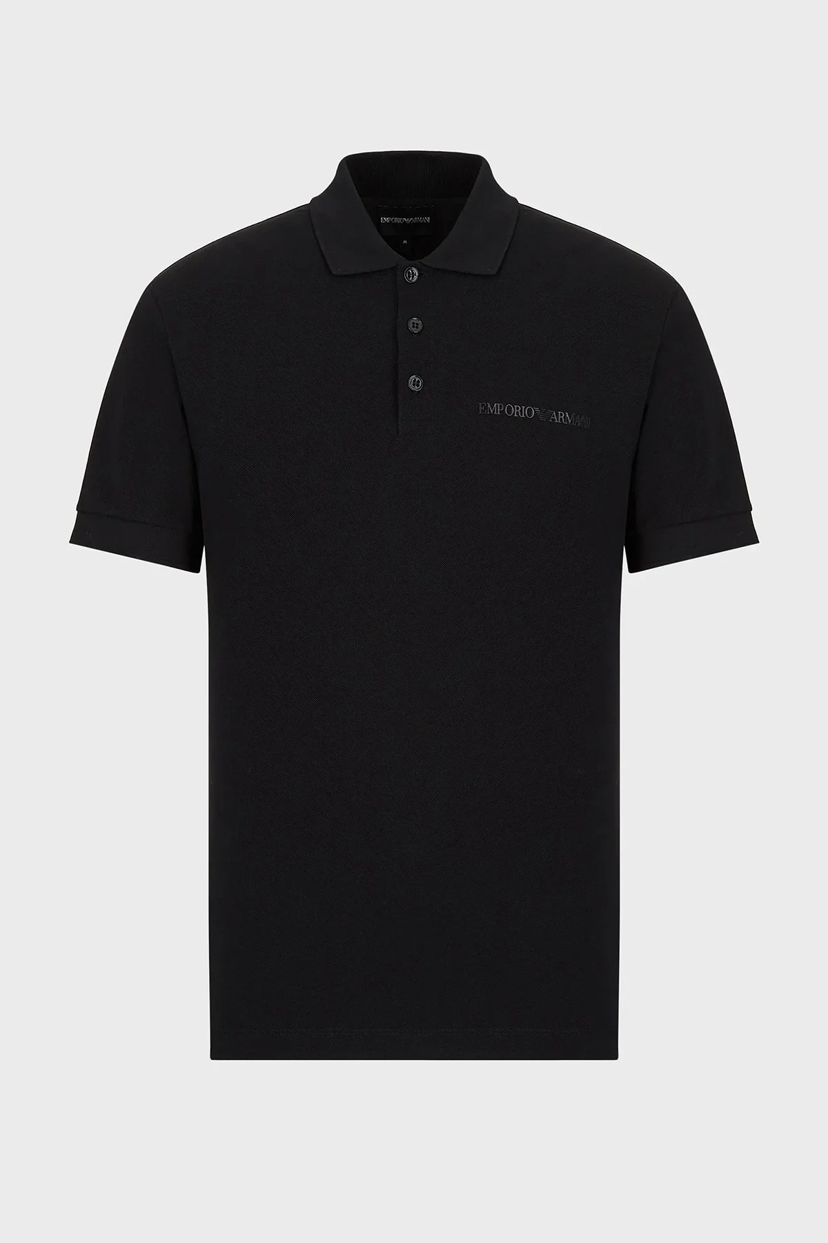 Emporio Armani Sırt Baskılı % 100 Pamuk Düğmeli T Shirt Erkek Polo 3L1F8P 1JX5Z F017 SİYAH - 4