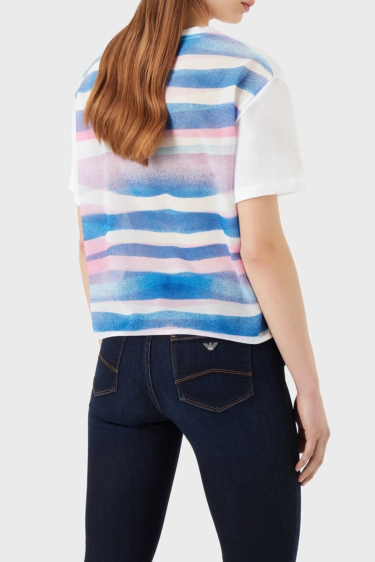 Emporio Armani Sırt Baskılı Pamuklu Loose Fit Bisiklet Yaka Bayan T Shirt 3R2T8Q 2JTAZ F110 BEYAZ - 2