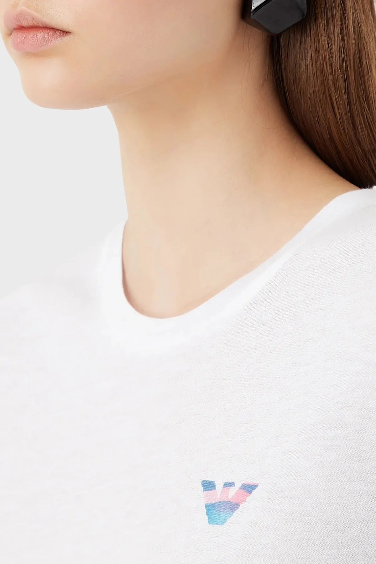 Emporio Armani Sırt Baskılı Pamuklu Loose Fit Bisiklet Yaka Bayan T Shirt 3R2T8Q 2JTAZ F110 BEYAZ - 3