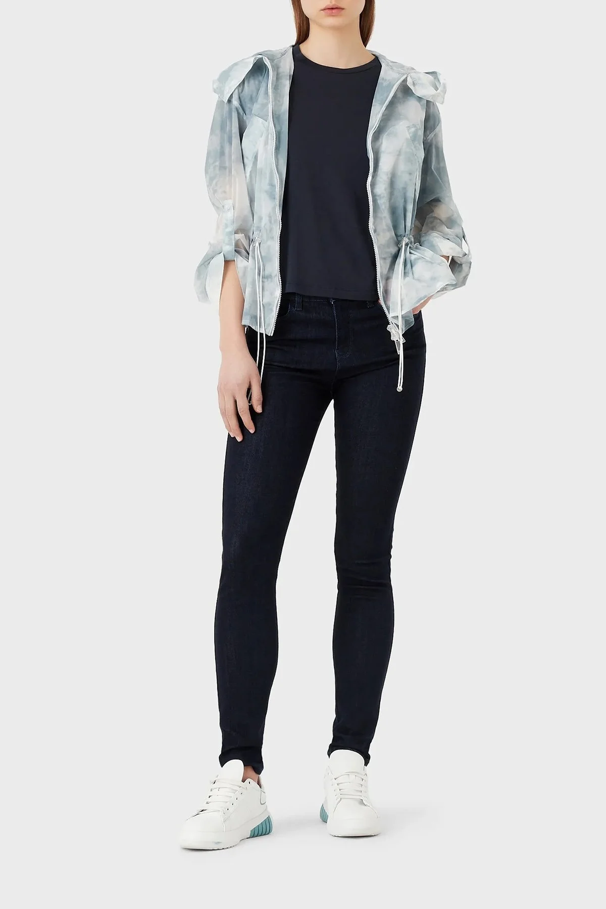 Emporio Armani Sırt Baskılı Pamuklu Loose Fit Bisiklet Yaka Bayan T Shirt 3R2T8Q 2JTAZ F910 LACİVERT - 7