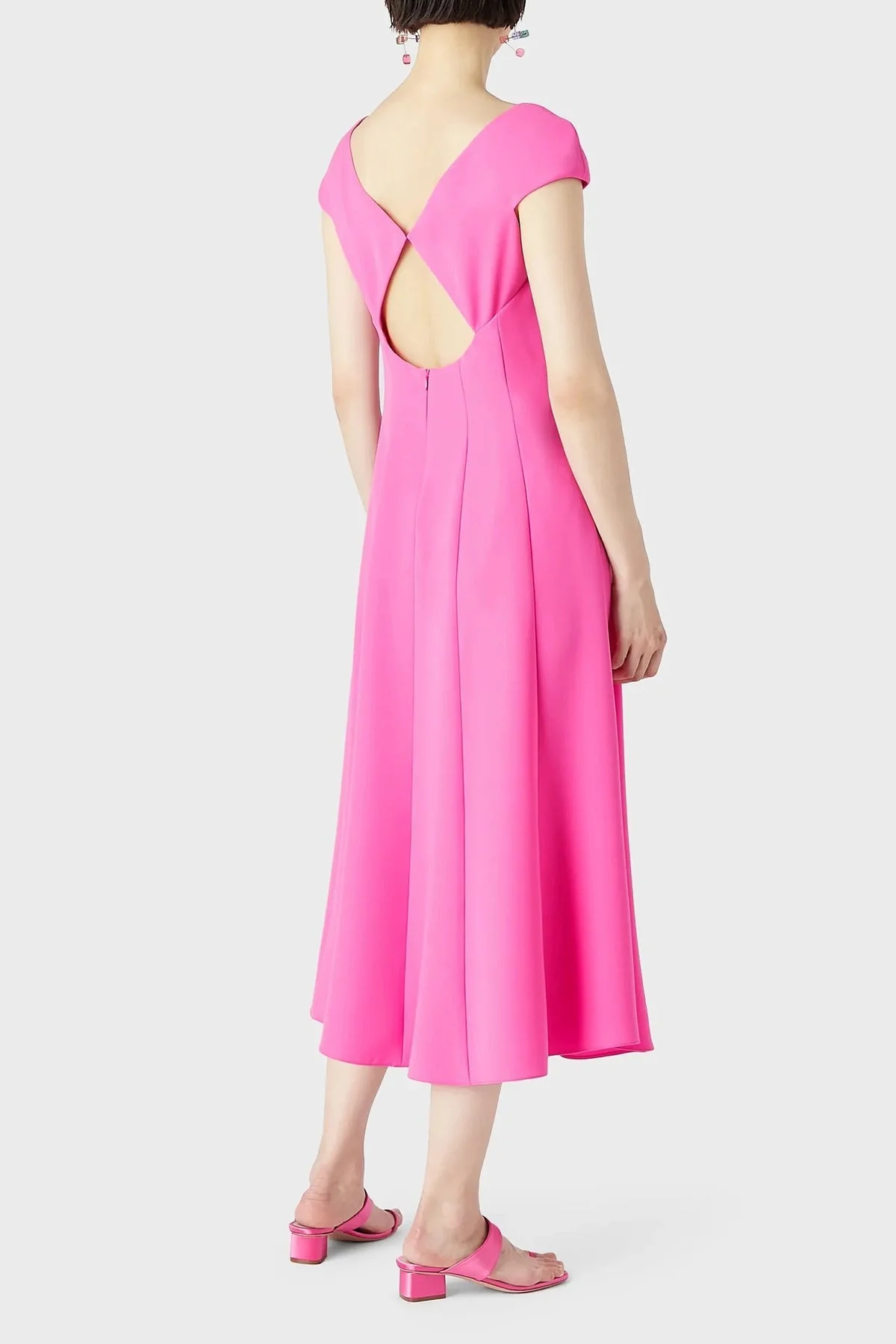 Emporio Armani Sırt Dekolteli V Yaka Cut Out Kloş Midi Bayan Elbise D4NA1F 2NWAZ 309 FUŞYA - 2
