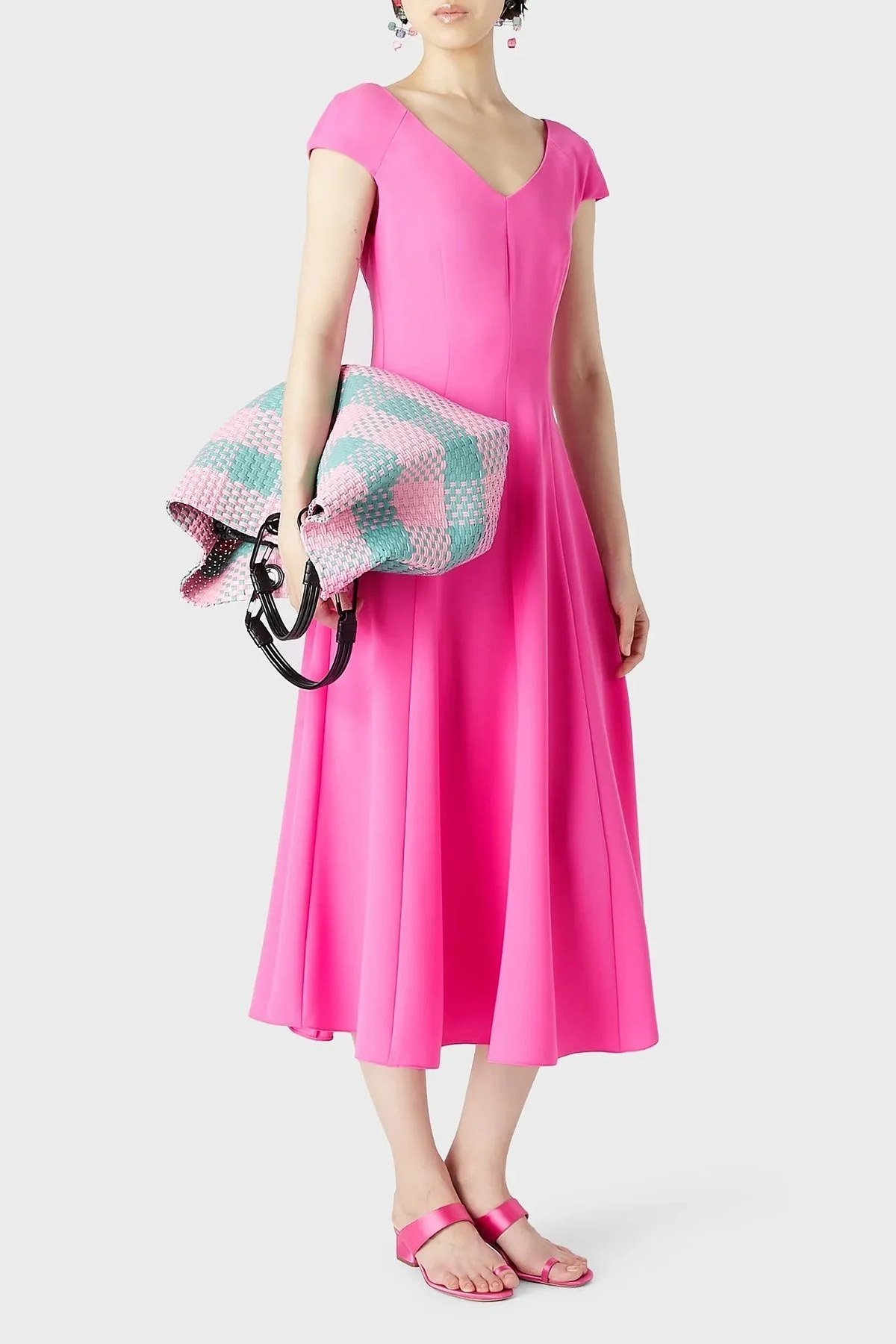 Emporio Armani Sırt Dekolteli V Yaka Cut Out Kloş Midi Bayan Elbise D4NA1F 2NWAZ 309 FUŞYA - 3