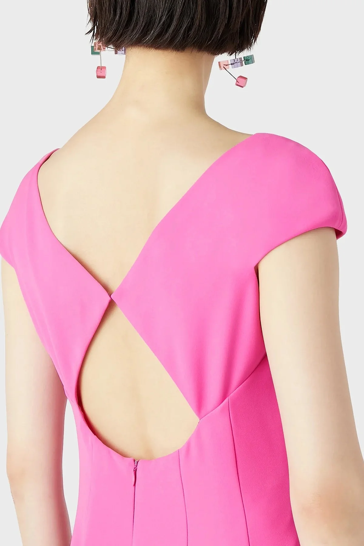 Emporio Armani Sırt Dekolteli V Yaka Cut Out Kloş Midi Bayan Elbise D4NA1F 2NWAZ 309 FUŞYA - 4