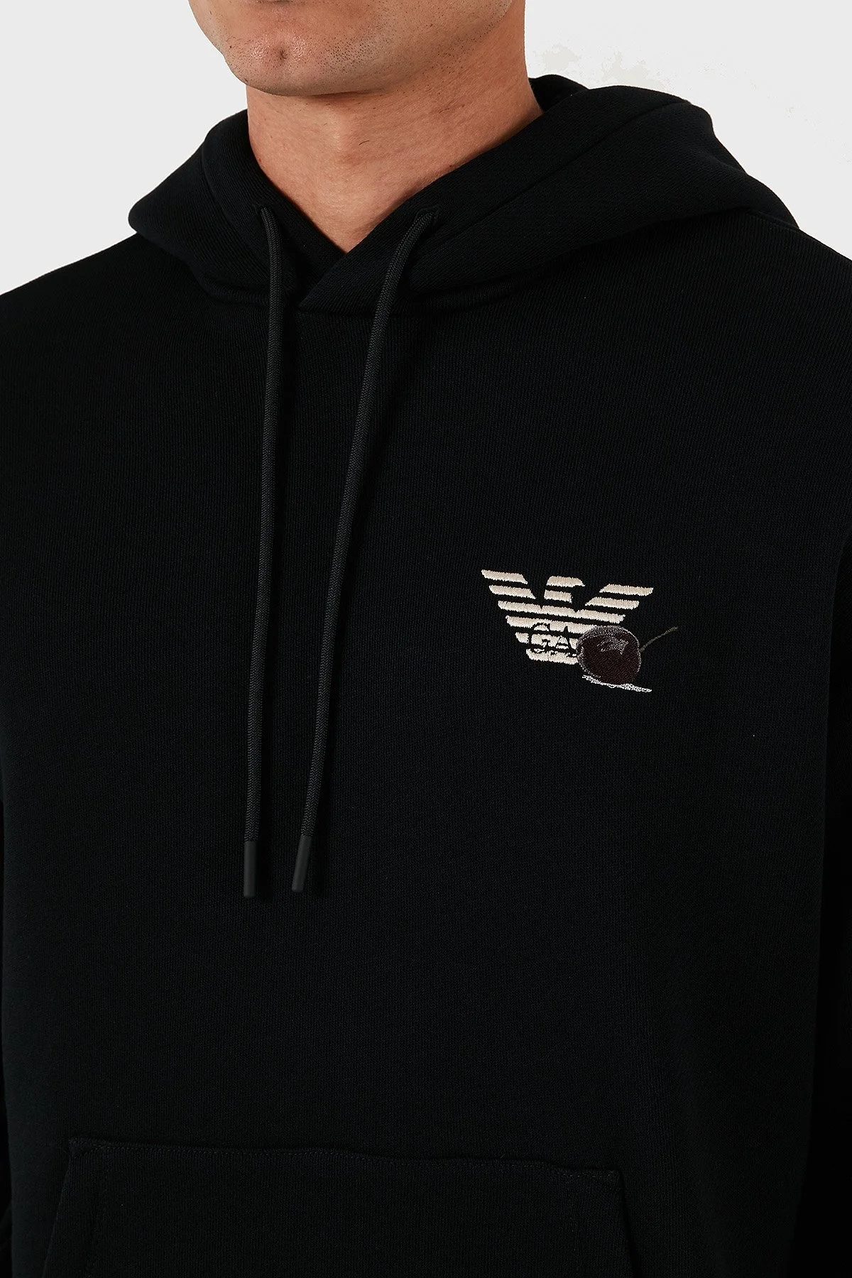Emporio Armani Sırt Desenli Logolu % 100 Pamuk Relaxed Fit Kapüşonlu Erkek Sweat EM003611 AF14793 UC001 SİYAH - 5