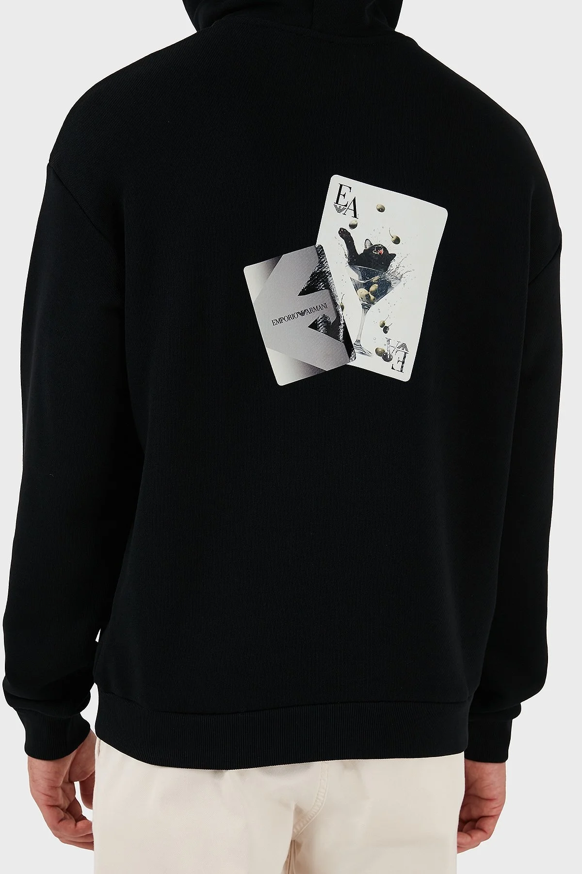 Emporio Armani Sırt Desenli Logolu % 100 Pamuk Relaxed Fit Kapüşonlu Erkek Sweat EM003611 AF14793 UC001 SİYAH - 6