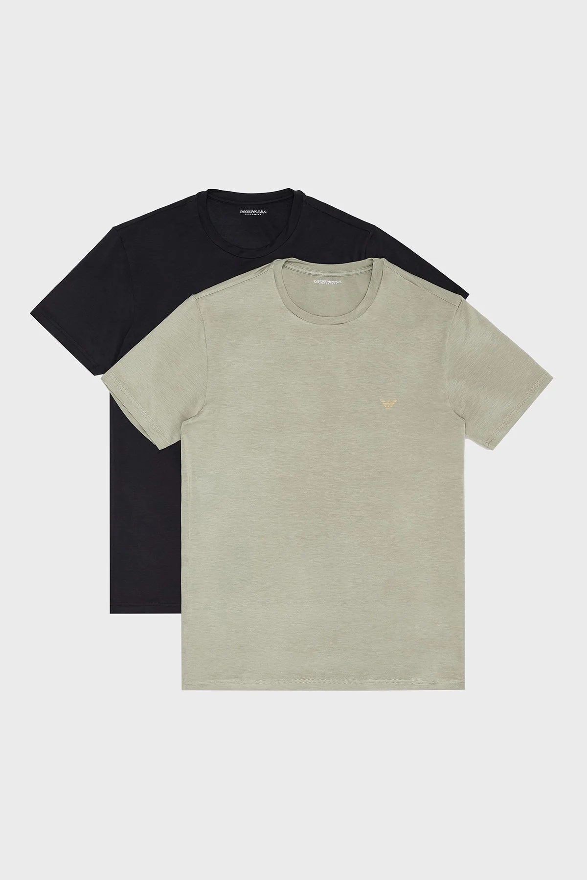 Emporio Armani Slim Fit Bisiklet Yaka Logolu 2 Pack Erkek T Shirt EM001849 AF10787 M7003 SİYAH-HAKİ - 8