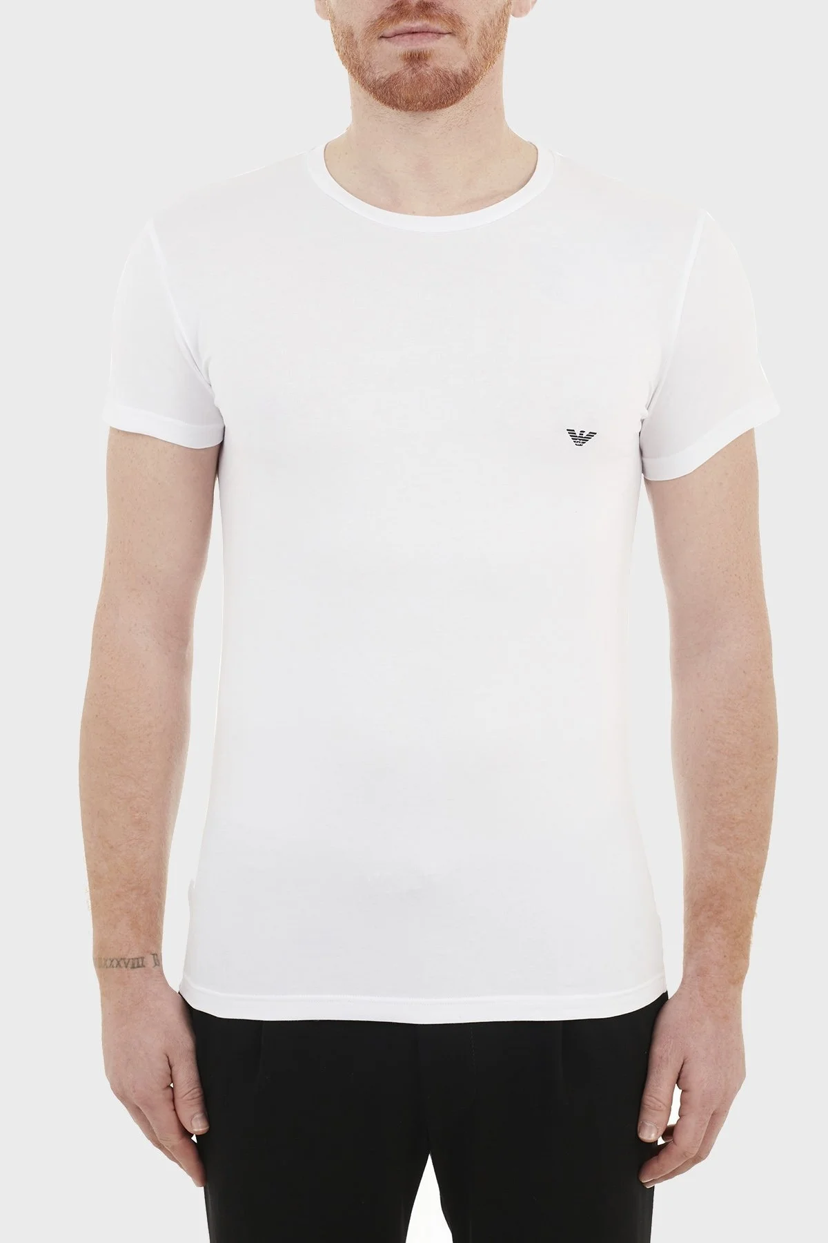 Emporio Armani Slim Fit Bisiklet Yaka Pamuklu Erkek T Shirt 111035 CC729 00010 BEYAZ - 1