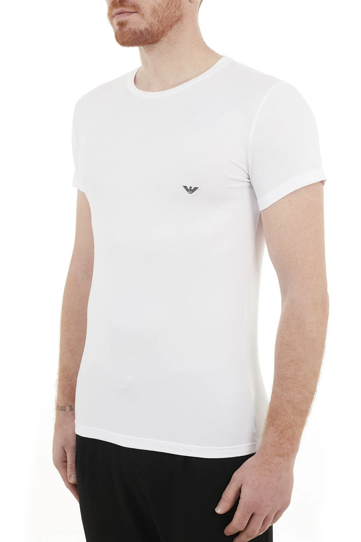 Emporio Armani Slim Fit Bisiklet Yaka Pamuklu Erkek T Shirt 111035 CC729 00010 BEYAZ - 3