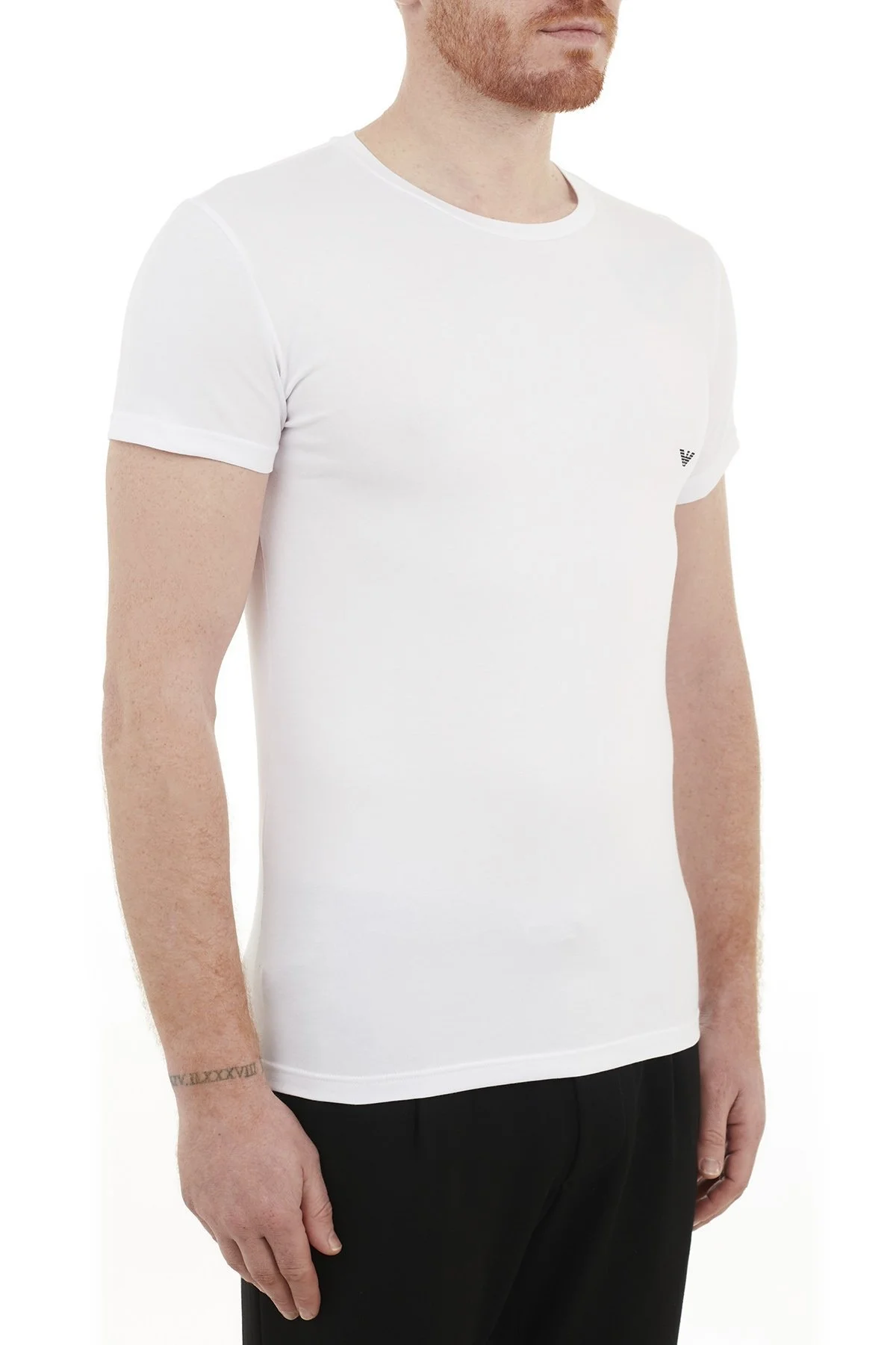 Emporio Armani Slim Fit Bisiklet Yaka Pamuklu Erkek T Shirt 111035 CC729 00010 BEYAZ - 4