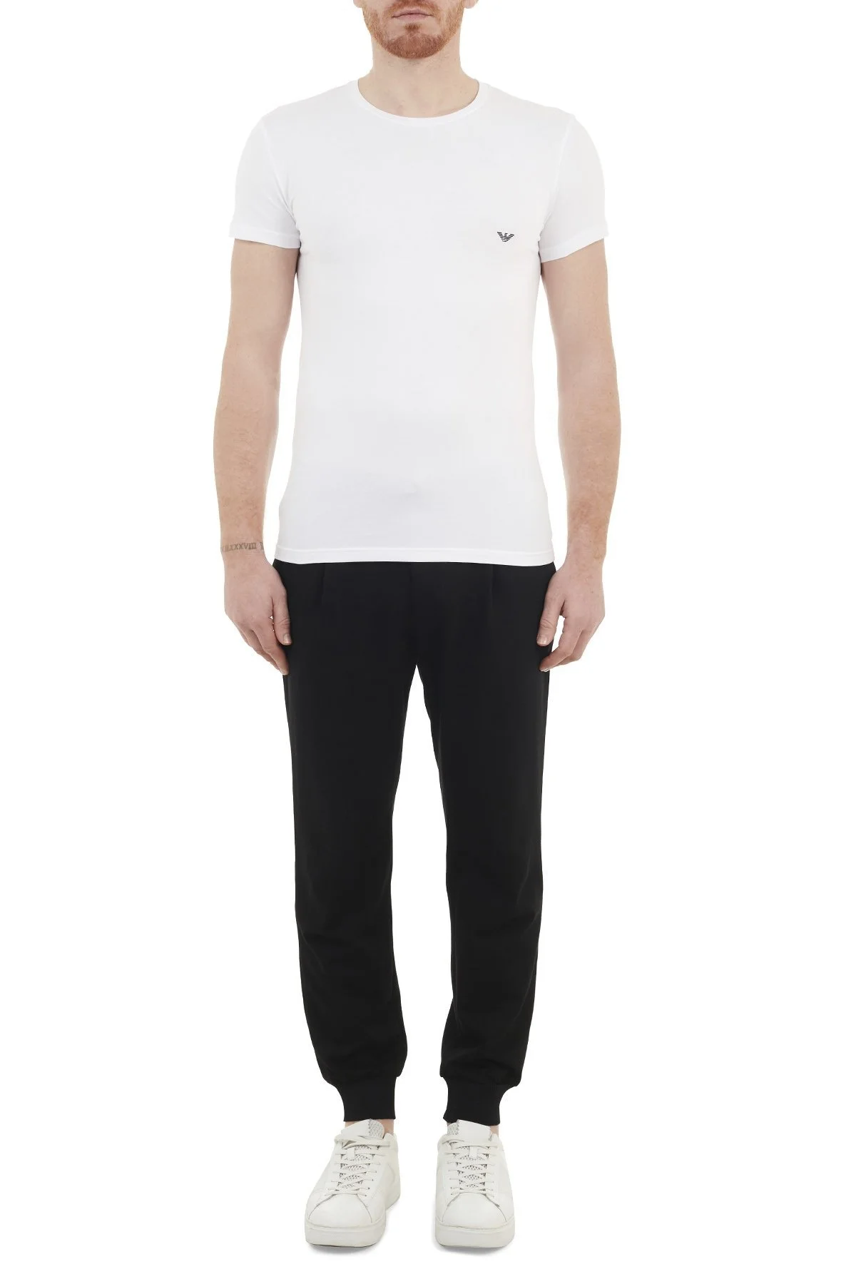 Emporio Armani Slim Fit Bisiklet Yaka Pamuklu Erkek T Shirt 111035 CC729 00010 BEYAZ - 5