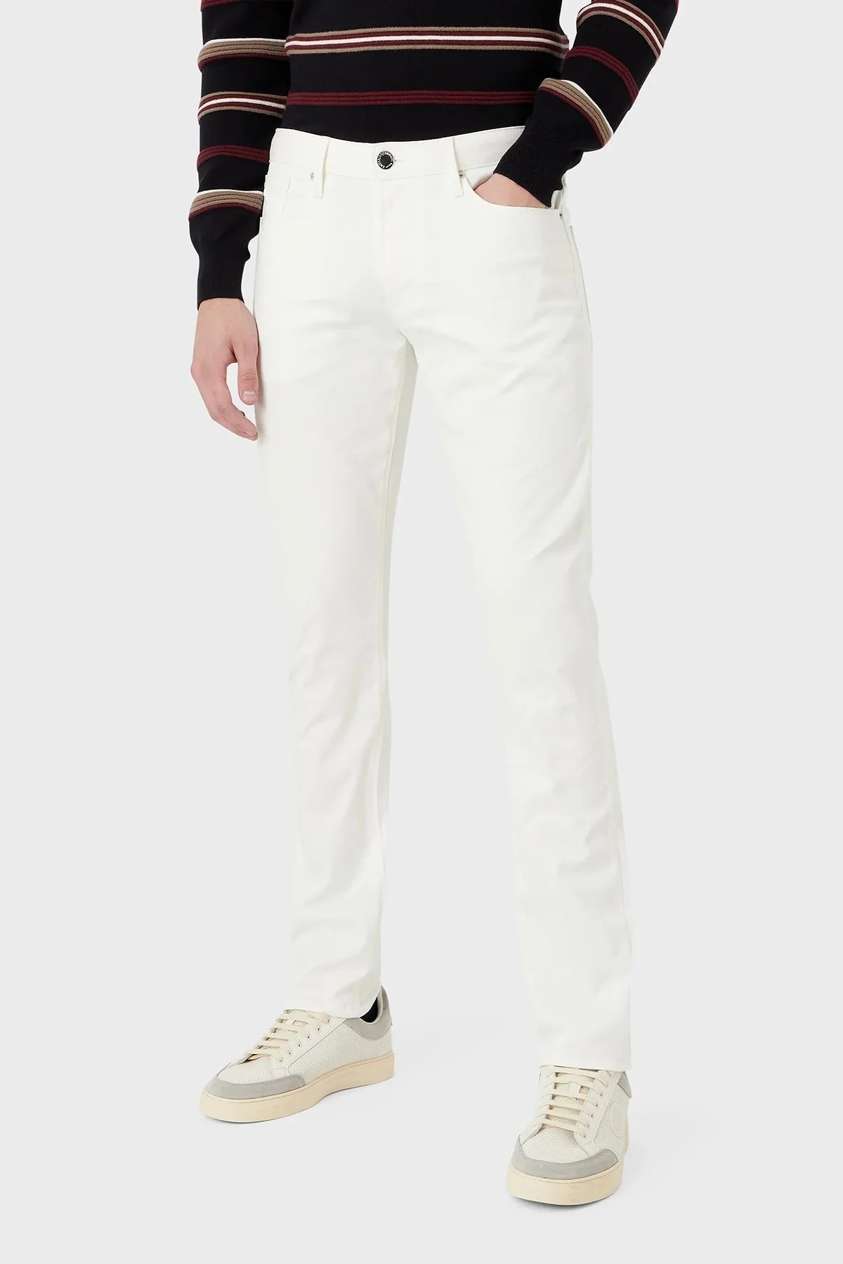 Emporio Armani Slim Fit Cepli Pamuklu Jeans Erkek Kot Pantolon 8N1J06 1NJ9Z 0101 BEYAZ - 2