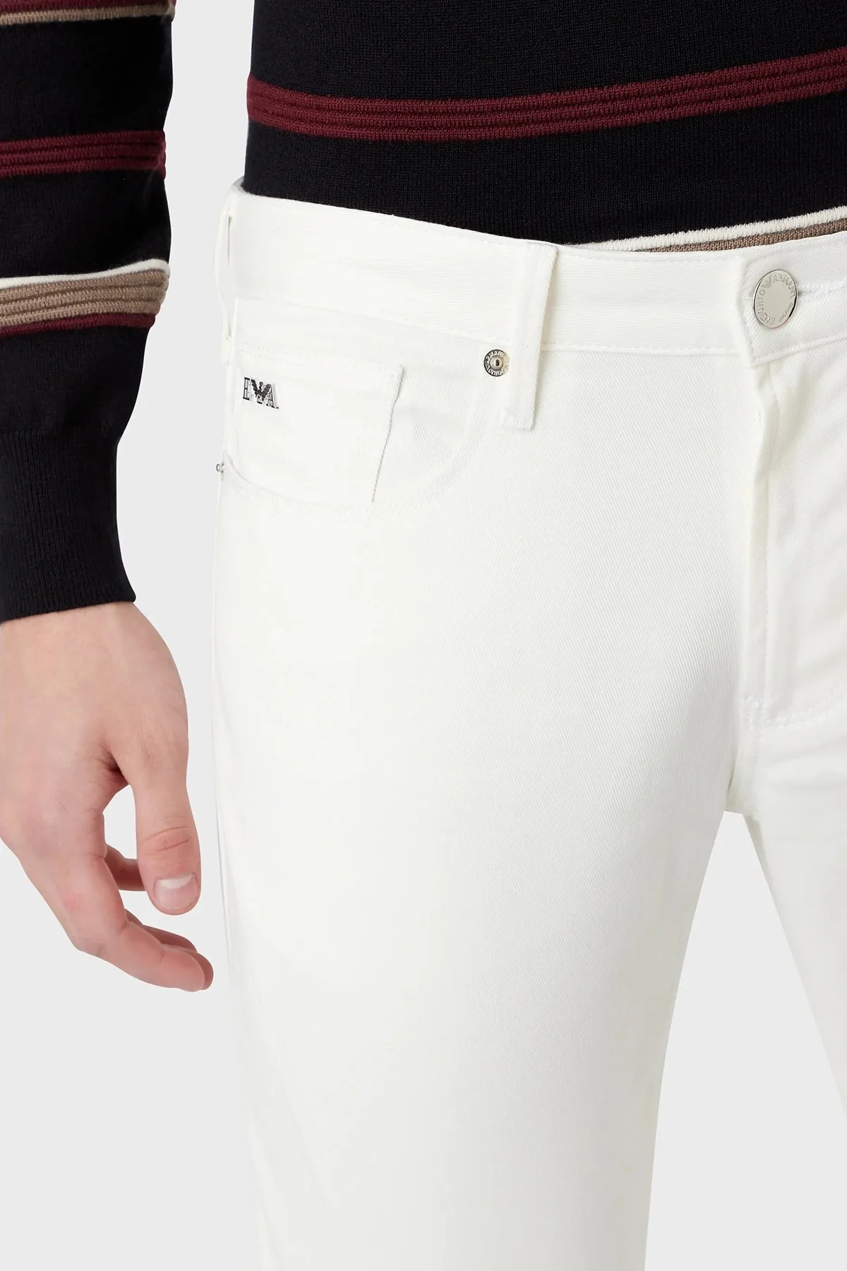 Emporio Armani Slim Fit Cepli Pamuklu Jeans Erkek Kot Pantolon 8N1J06 1NJ9Z 0101 BEYAZ - 4