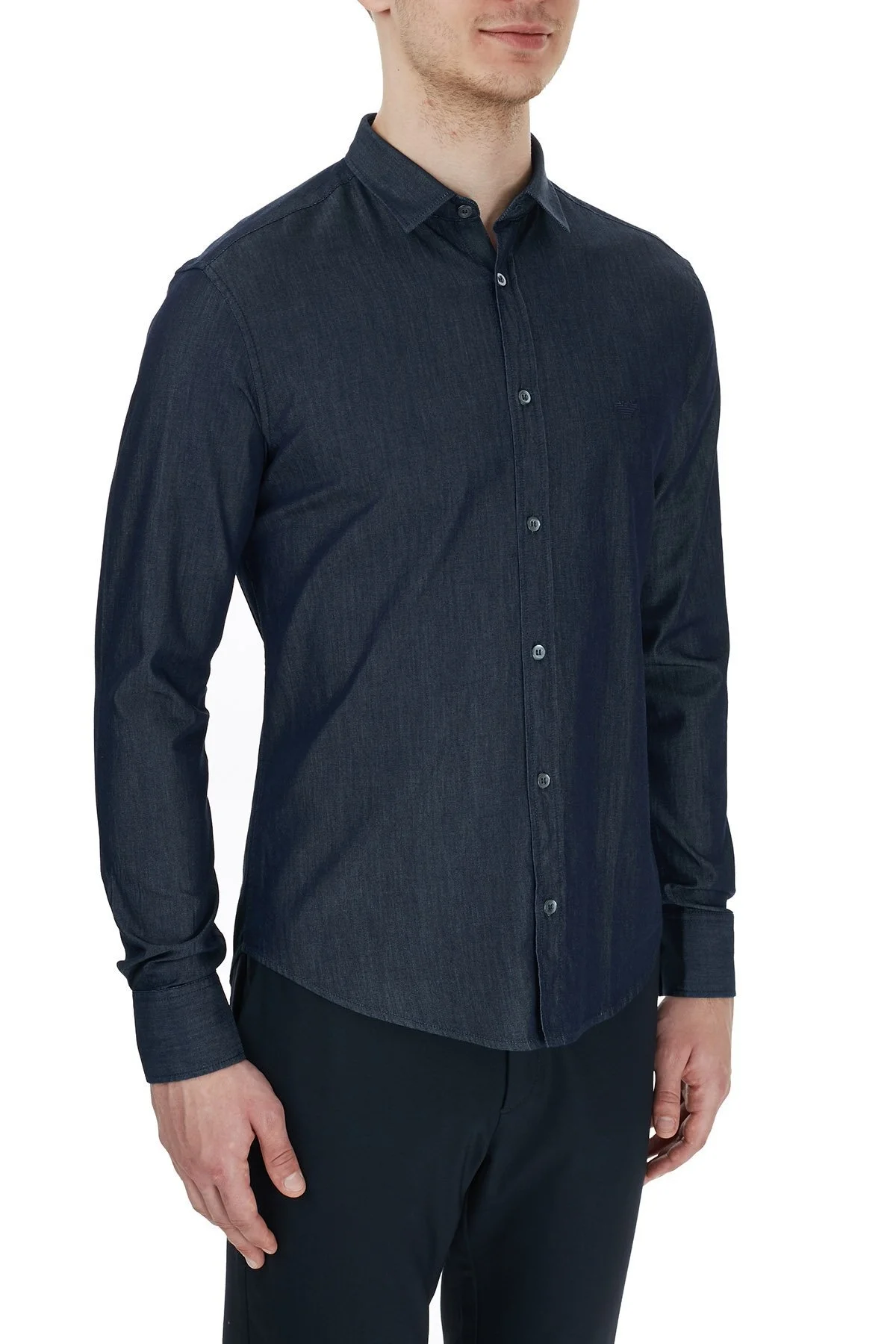 Emporio Armani Slim Fit Düz Yaka % 100 Pamuk Erkek Gömlek 6H1C03 1DG5Z 0941 LACİVERT - 4