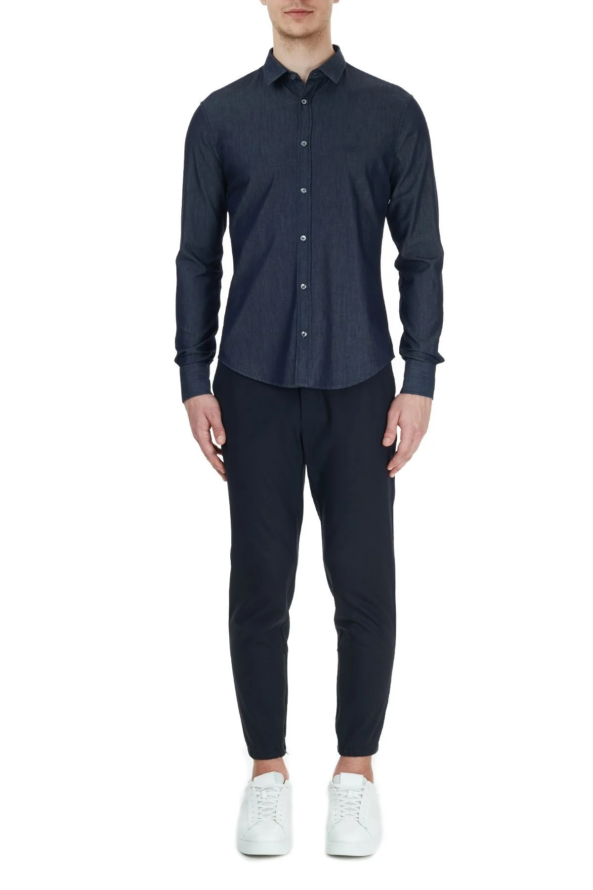 Emporio Armani Slim Fit Düz Yaka % 100 Pamuk Erkek Gömlek 6H1C03 1DG5Z 0941 LACİVERT - 5