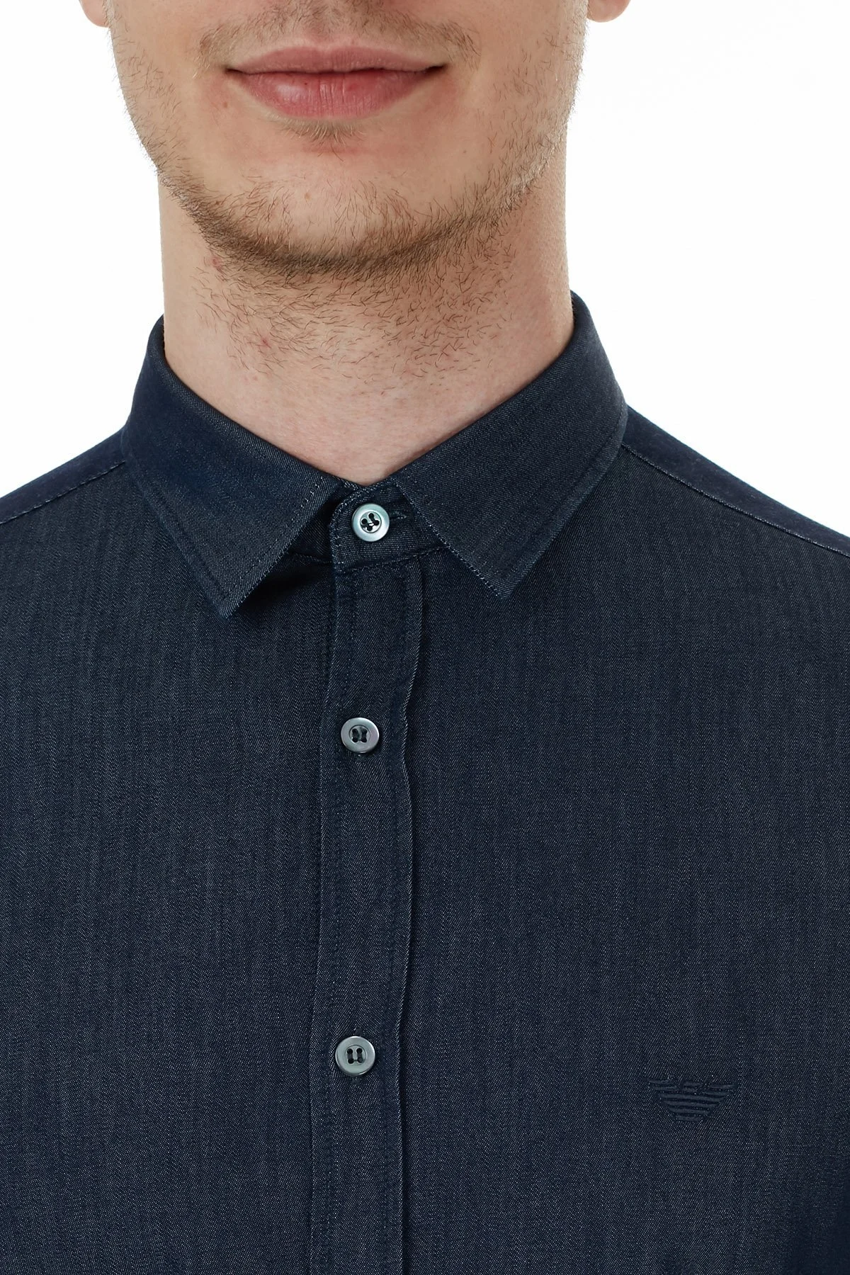 Emporio Armani Slim Fit Düz Yaka % 100 Pamuk Erkek Gömlek 6H1C03 1DG5Z 0941 LACİVERT - 6