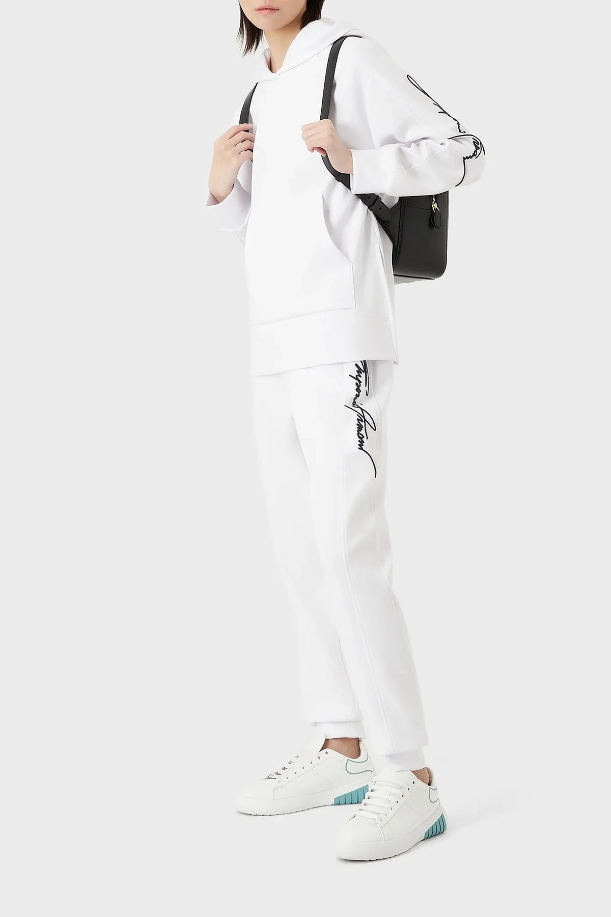 Emporio Armani Slim Fit Esnek Rahat Jogger Spor Bayan Pantolon 3R2P7A 2JVKZ 0100 BEYAZ - 3