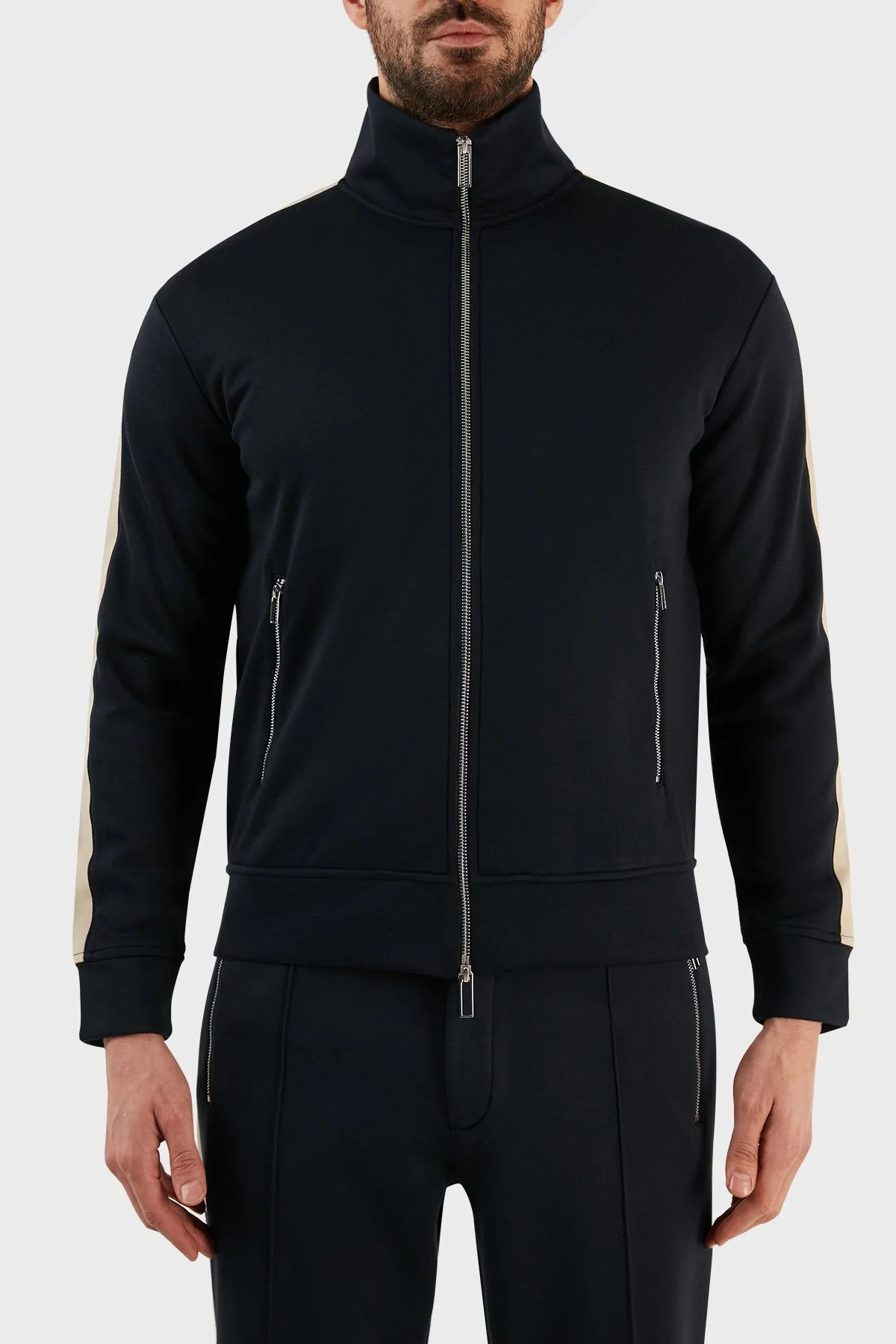 Emporio Armani Slim Fit Fermuarlı Dik Yaka Erkek Sweat 6L1MC2 1JRHZ 0920 LACİVERT - 1