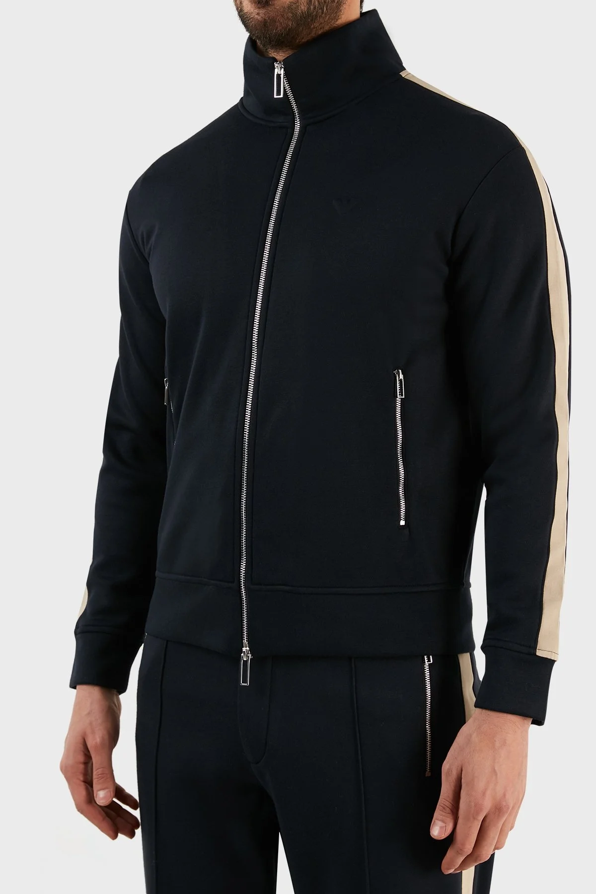 Emporio Armani Slim Fit Fermuarlı Dik Yaka Erkek Sweat 6L1MC2 1JRHZ 0920 LACİVERT - 2
