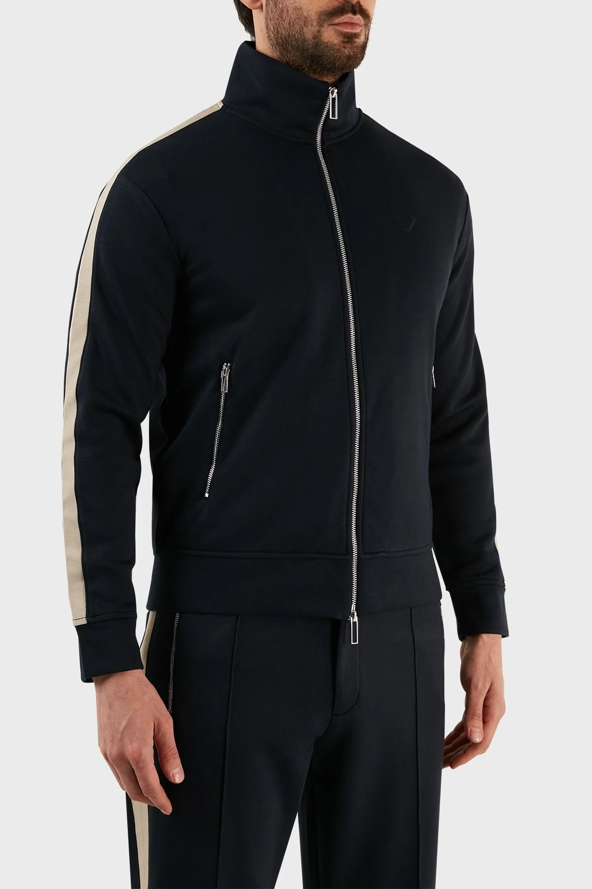 Emporio Armani Slim Fit Fermuarlı Dik Yaka Erkek Sweat 6L1MC2 1JRHZ 0920 LACİVERT - 3