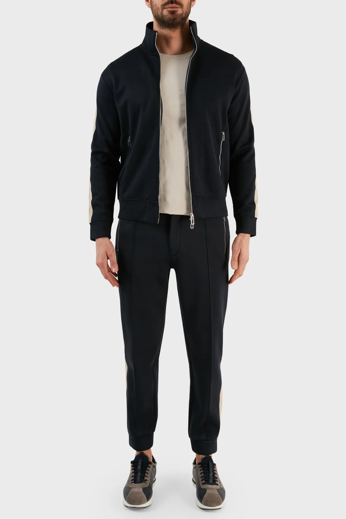 Emporio Armani Slim Fit Fermuarlı Dik Yaka Erkek Sweat 6L1MC2 1JRHZ 0920 LACİVERT - 4