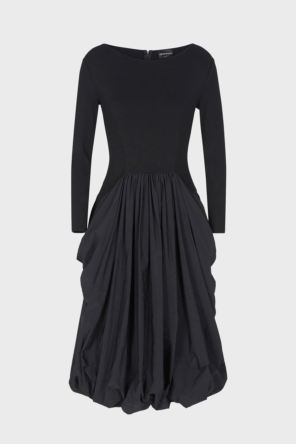 Emporio Armani Slim Fit Kayık Yaka Pileli Midi Boy Bayan Elbise EW002782 AF12303 UC001 SİYAH - 5