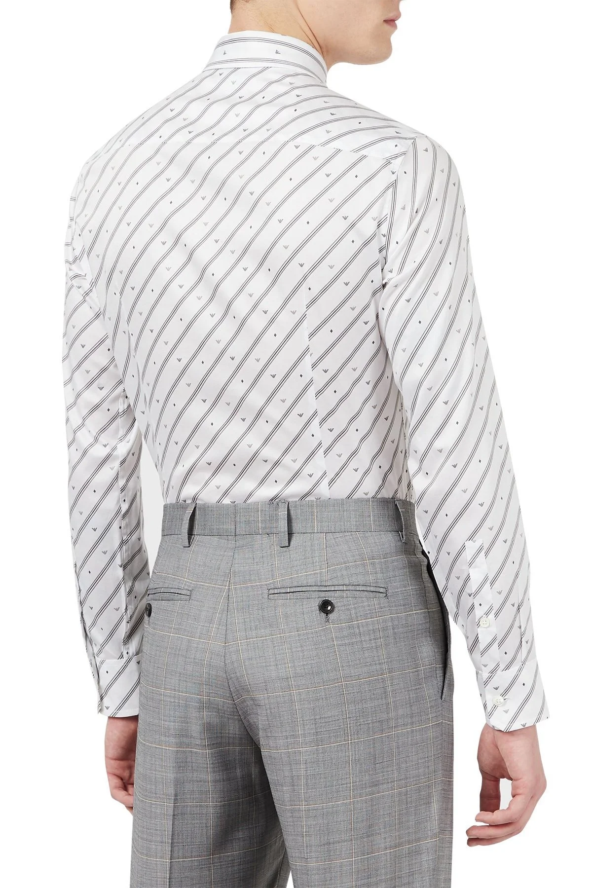 Emporio Armani Slim Fit Logo Baskılı Pamuklu Erkek Gömlek 3K1CC1 1NXTZ F124 BEYAZ - 2