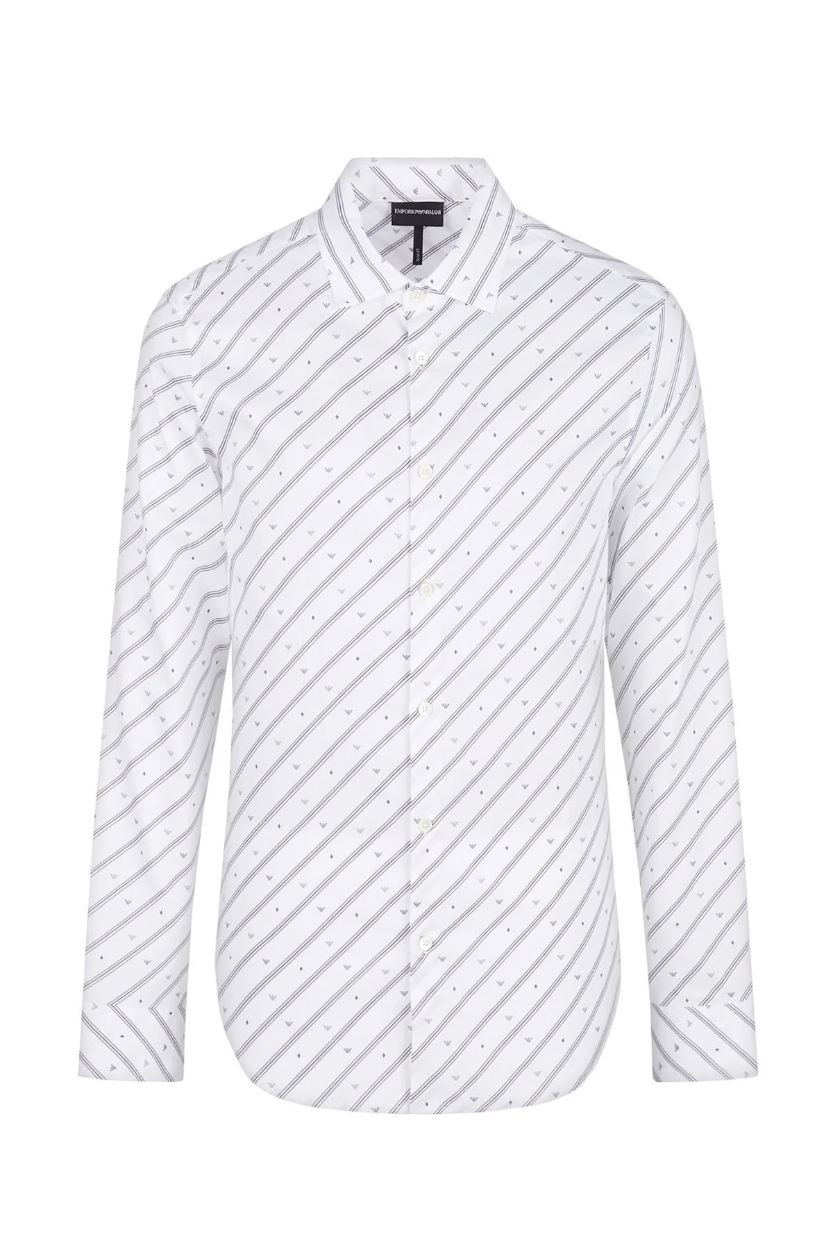 Emporio Armani Slim Fit Logo Baskılı Pamuklu Erkek Gömlek 3K1CC1 1NXTZ F124 BEYAZ - 4
