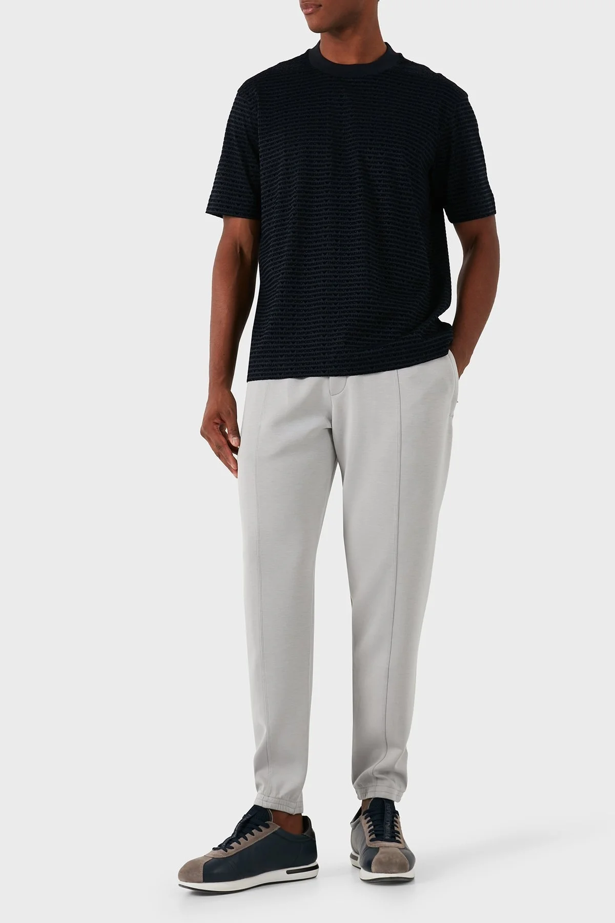 Emporio Armani Slim Fit Normal Bel Dar Paça Jogger Erkek Pantolon EM000315 AF10103 U8062 AÇIK GRİ - 8